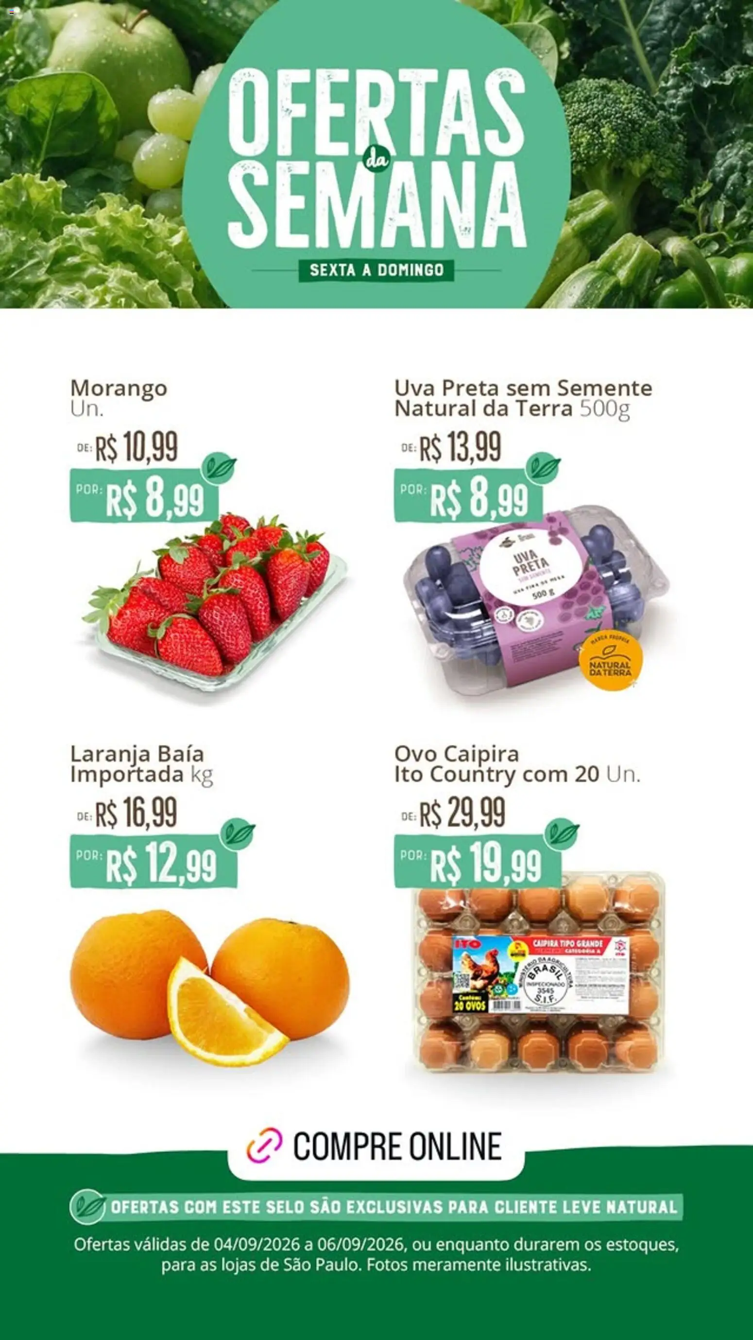 Natural da Terra Folheto - válido de 04/09/2026 | Página: 1 | Produtos: Uva, Ovos