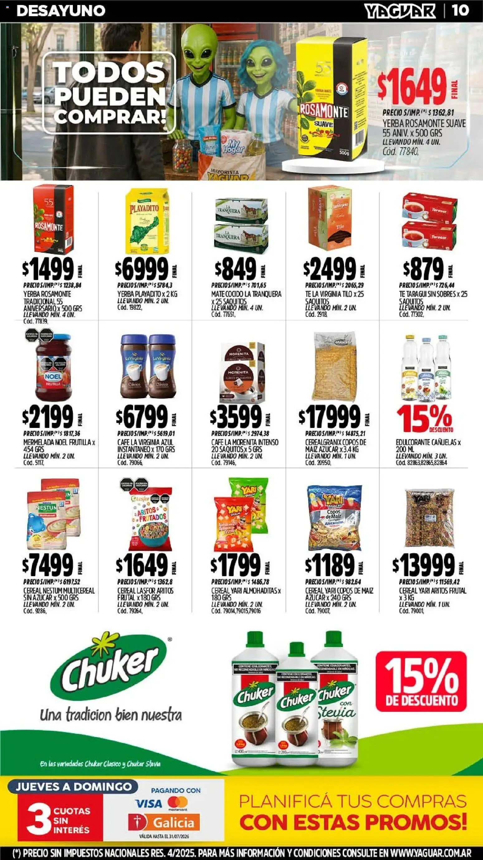 Yaguar - Oferta Semanal Salta │ válido desde el 06/07/2026 | Página: 10 | Productos: Azucar, Yerba, Café, Té
