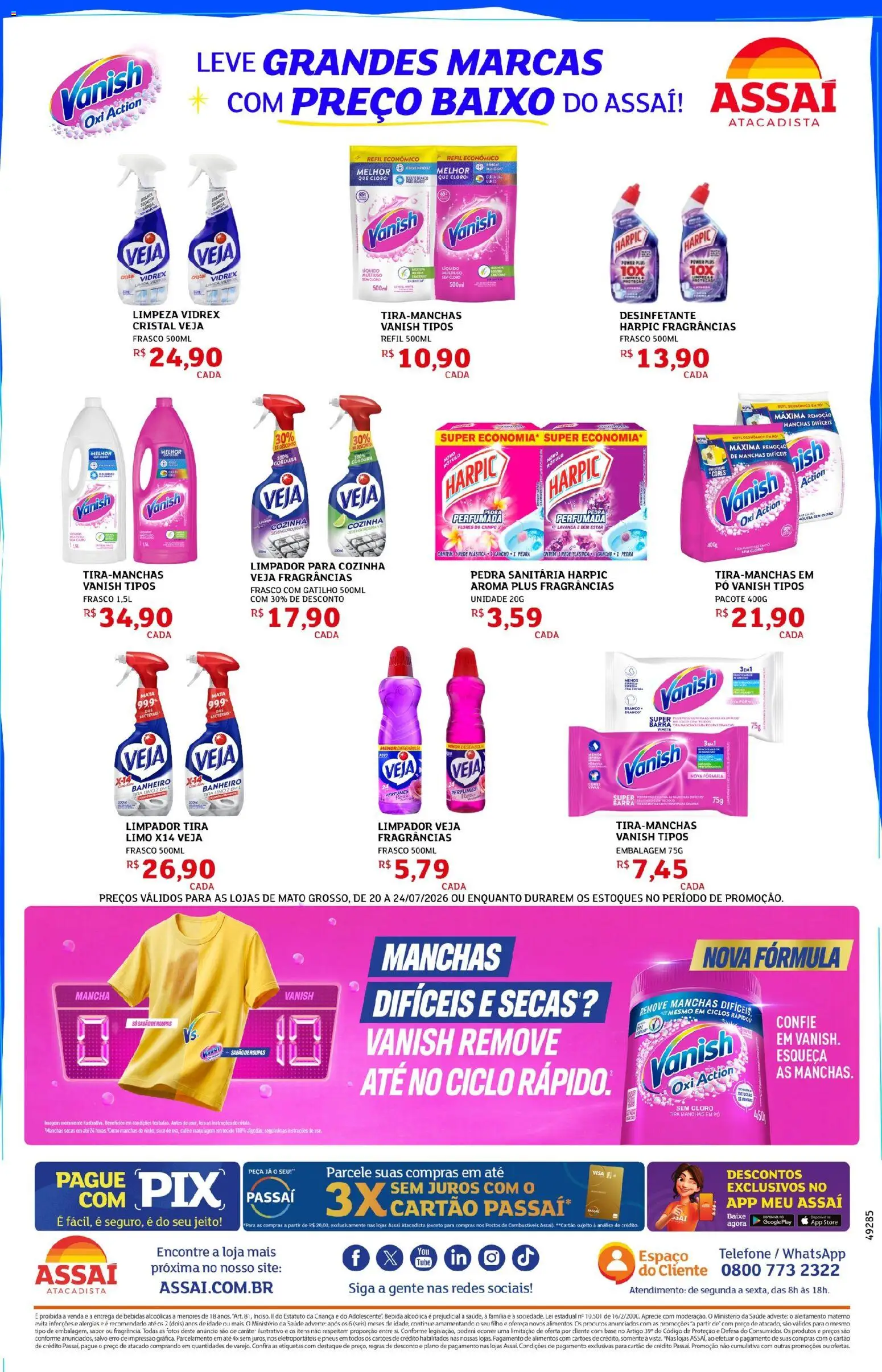 Assaí Atacadista Folheto - válido de 20/07/2026 | Página: 2 | Produtos: Tira manchas, Porta, Suco, Desinfetante