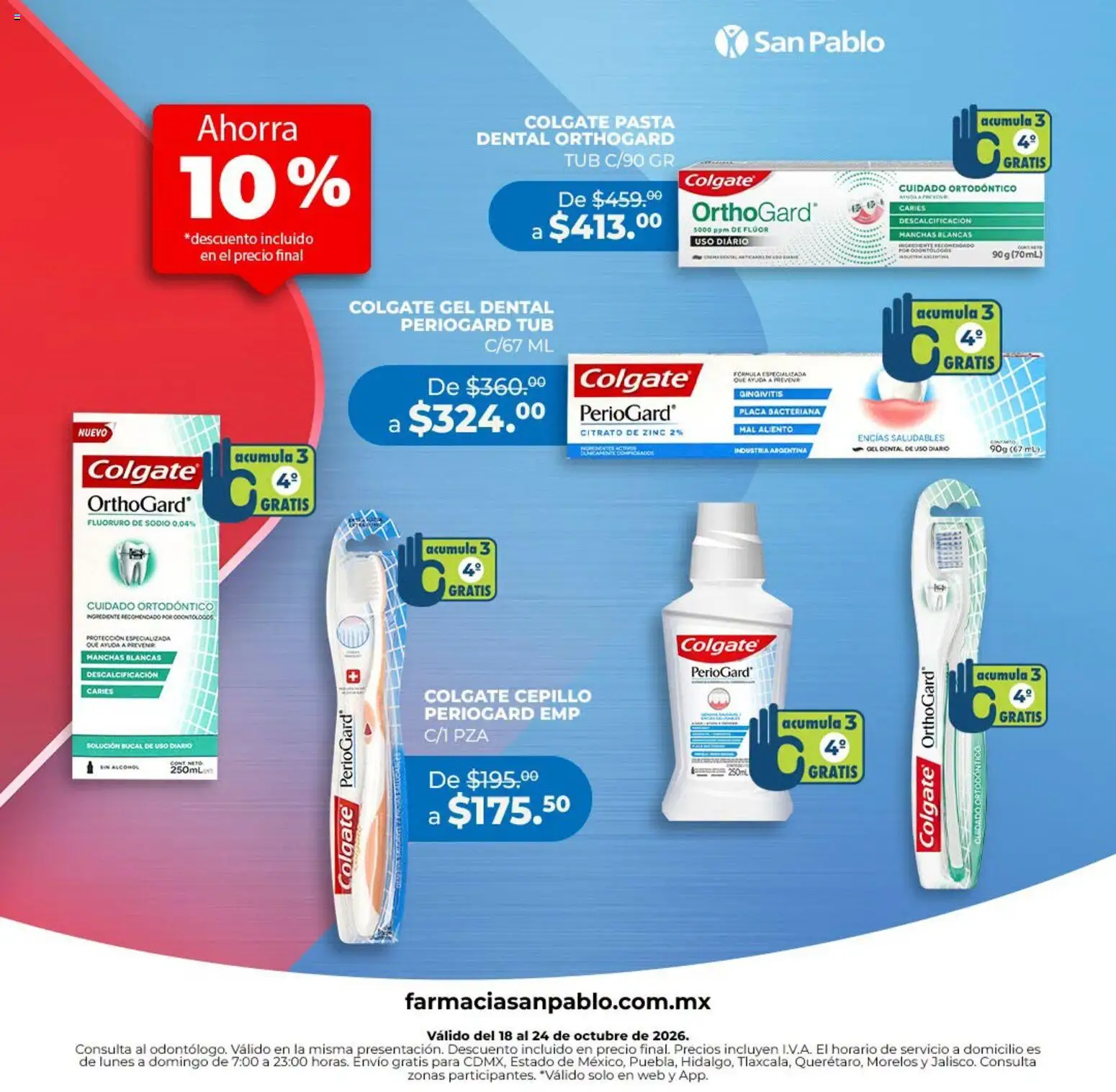 Nuevas ofertas de Farmacia San Pablo válidas en toda la República Mexicana desde el 18/10/2026. ¡Encuentra las mejores ofertas en Farmacia San Pablo catálogo Ahorra 10 %! | Página: 1