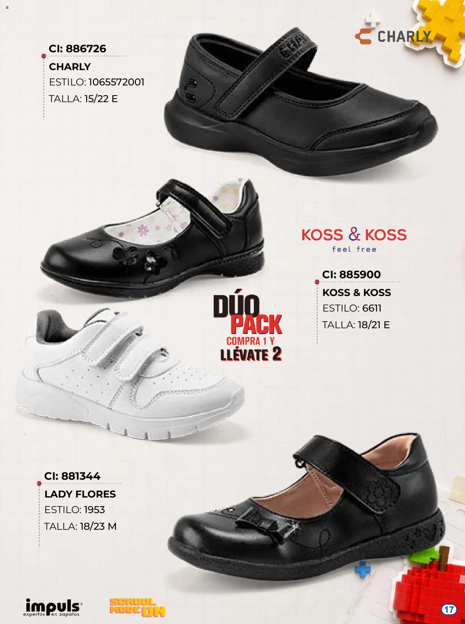 Nuevas ofertas de Impuls válidas en toda la República Mexicana desde el 03/08/2026. ¡Encuentra las mejores ofertas en Impuls catálogo Escolar! | Página: 17 | Productos: Zapatos
