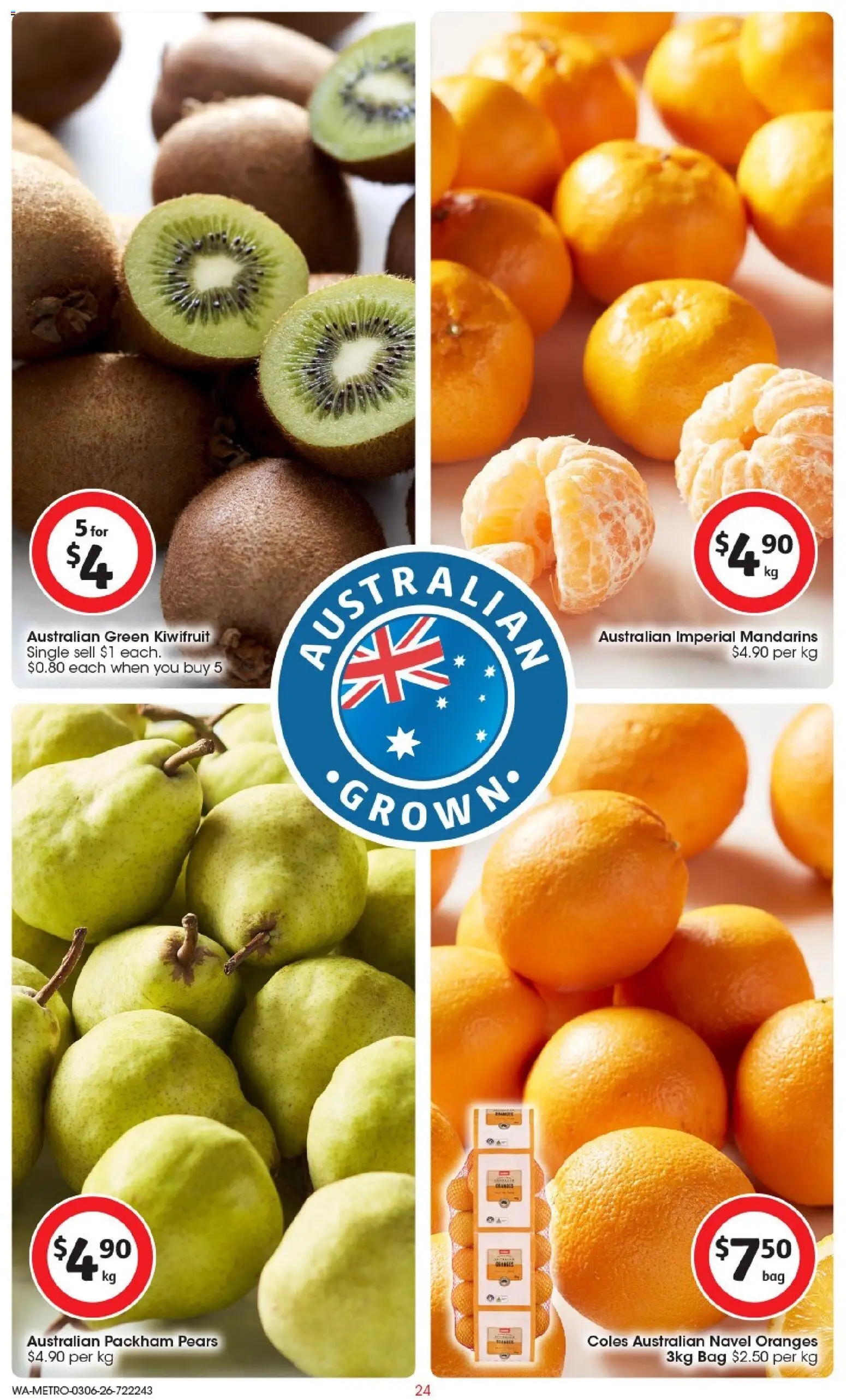 Coles catalogue - valid from 03.06.2026 | Page: 24 | Products: Oranges, Kiwifruit, Mandarins, Bag
