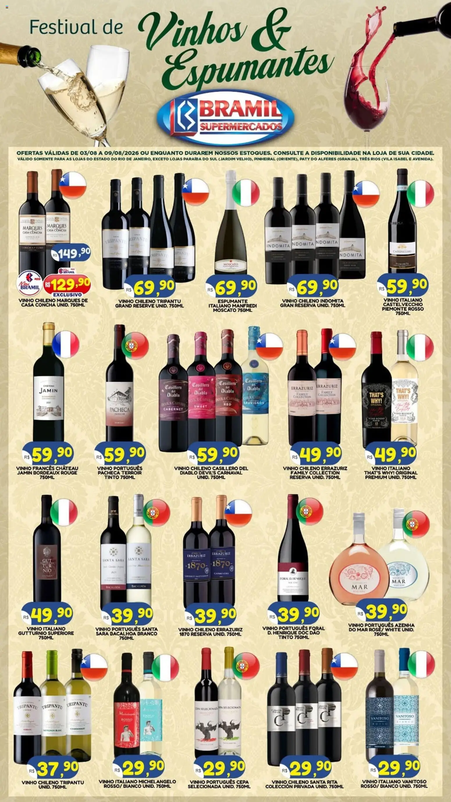 Bramil Supermercados Folheto - válido de 03/08/2026 | Página: 1 | Produtos: Espumante, Vinho