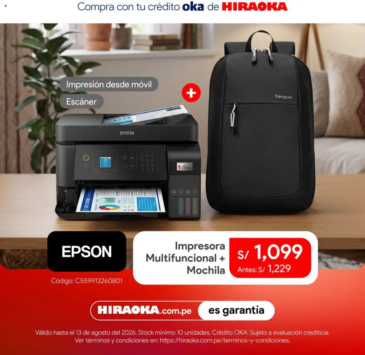 Catálogo Hiraoka válido desde 11/08/2026 | Página: 7 | Productos: Mochila, Impresora