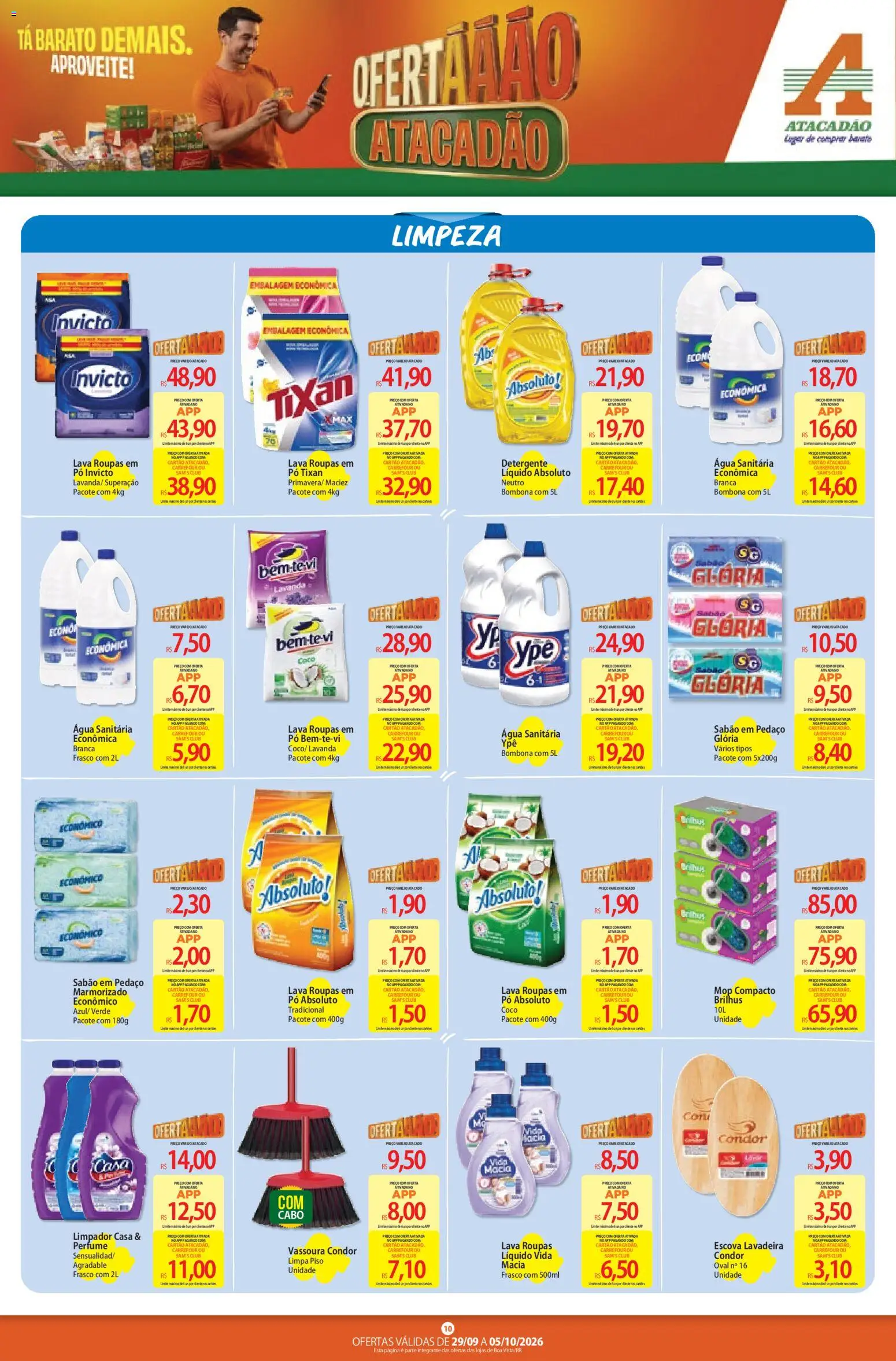 Atacadão Folheto - válido de 29/09/2026 | Página: 10 | Produtos: Coco, Escova, Detergente, Água