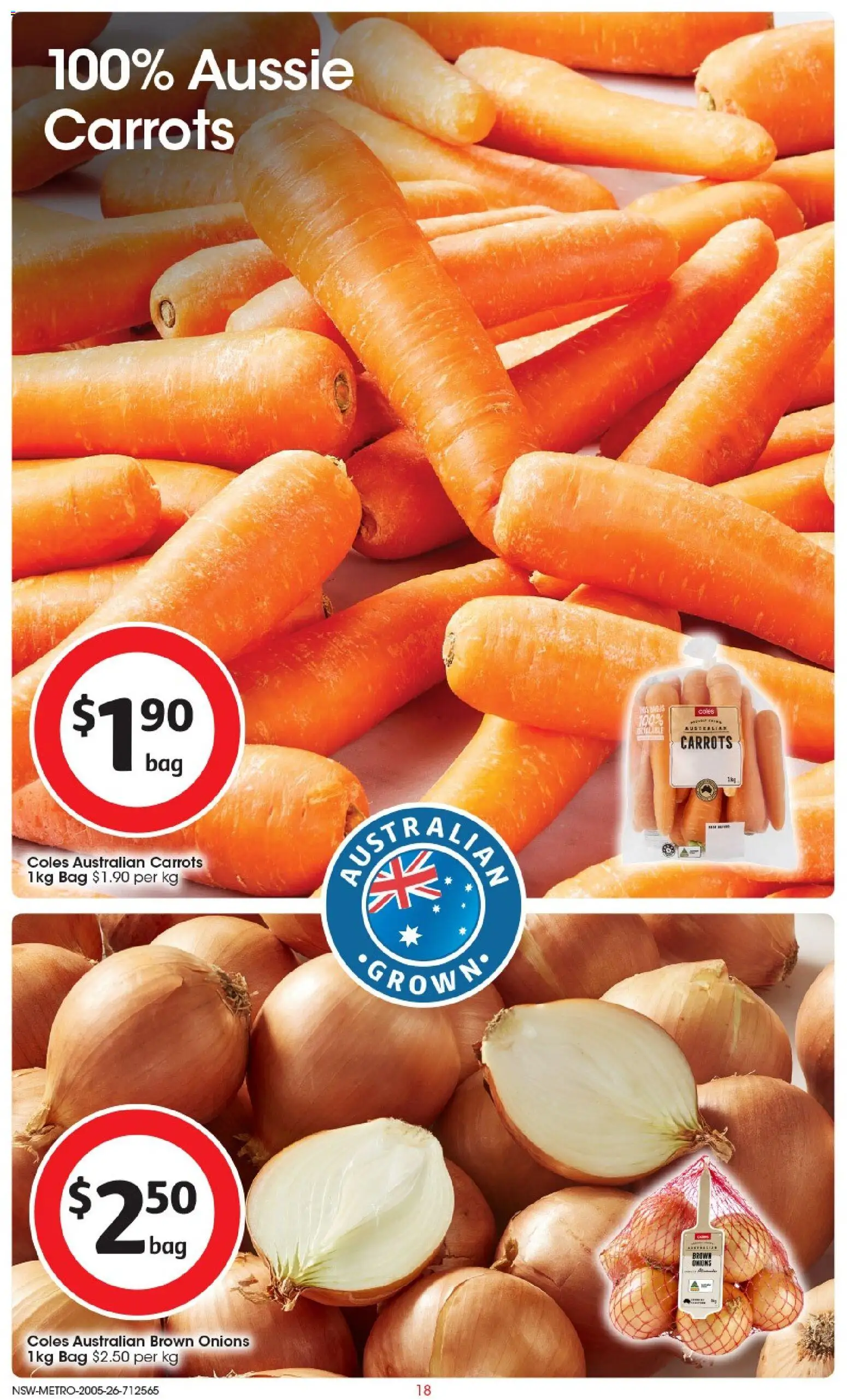 Coles catalogue - valid from 19.05.2026 | Page: 18 | Products: Carrots, Onions, Bag
