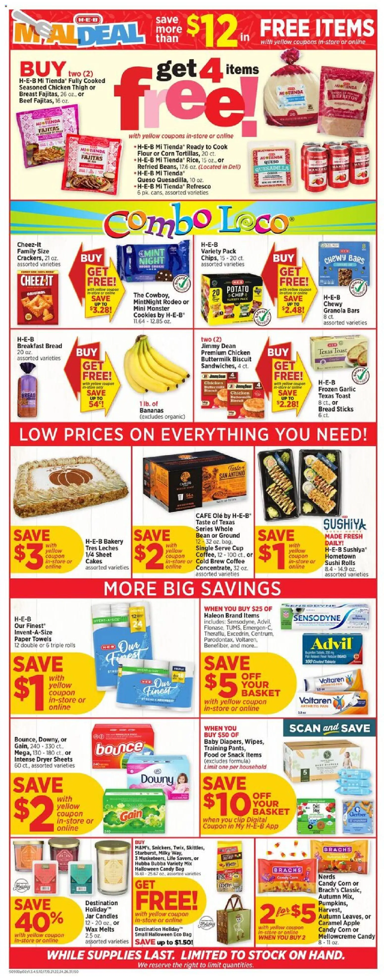 H-E-B Weekly Ad - valid from 09/30/2026 | Page: 2 | Products: Chicken, Bananas, Beef, Dryer