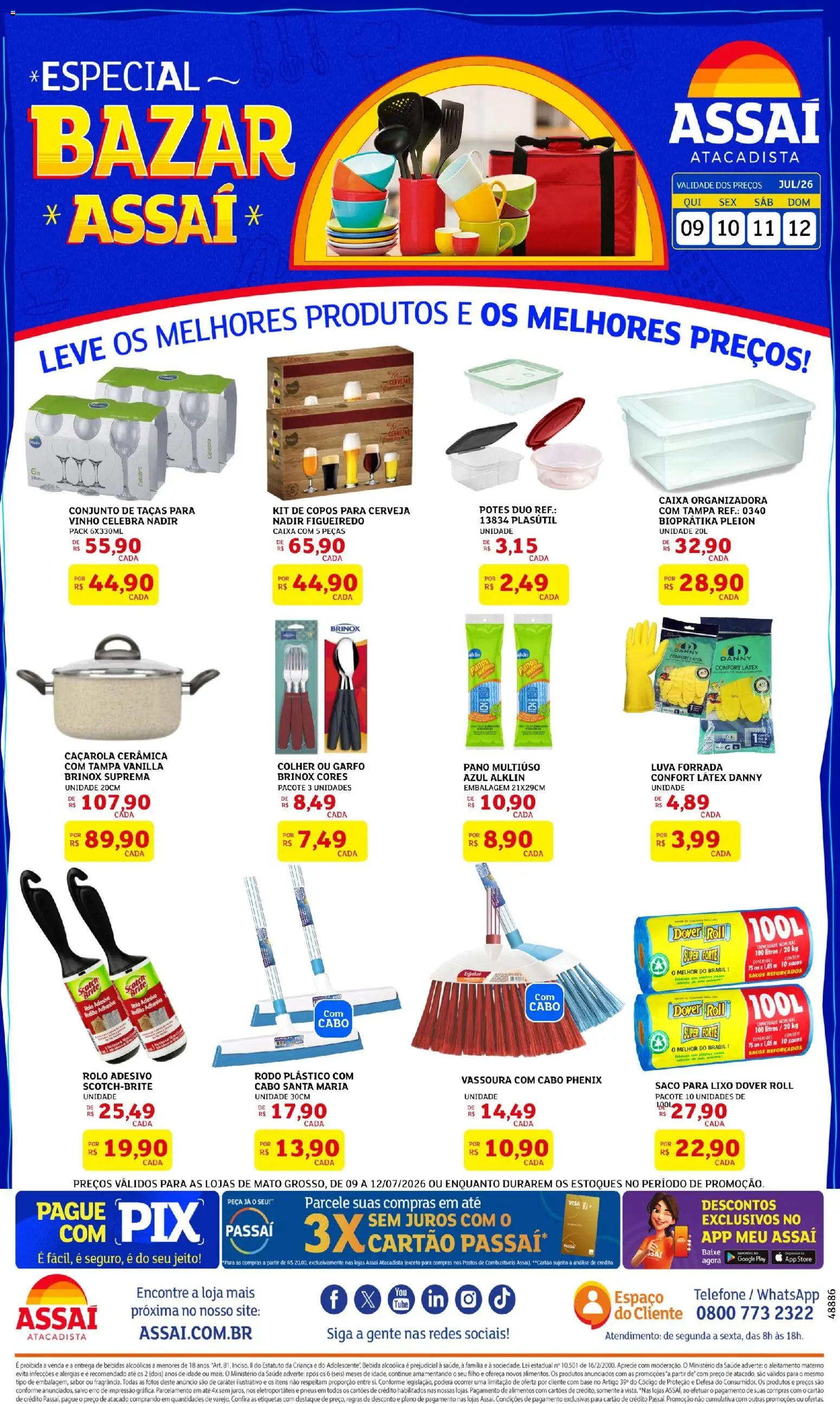 Assaí Atacadista Folheto - válido de 09/07/2026 | Página: 1 | Produtos: Rolo, Taças, Caixa, Pneus