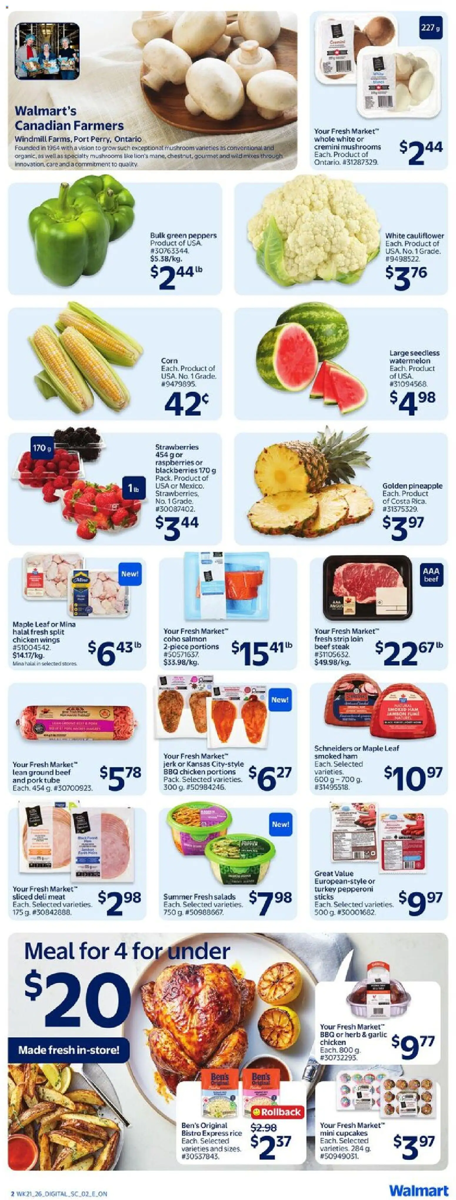 Walmart flyer valid from 18.06.2026 | Page: 4 | Products: Pineapple, Strawberries, Chicken wings, Turkey