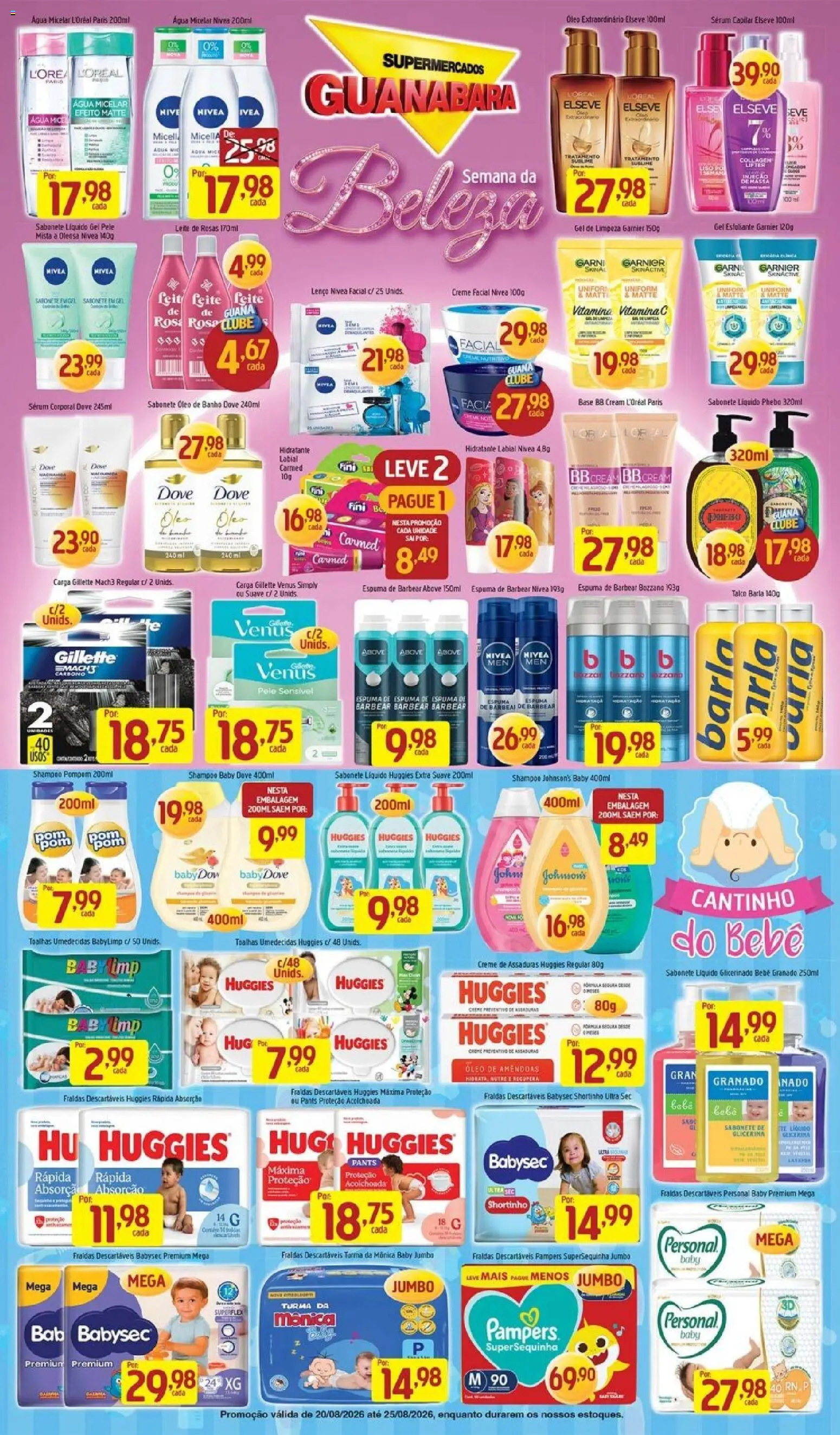 Supermercados Guanabara Folheto - válido de 20/08/2026 | Página: 4 | Produtos: Shampoo, Talco, Sérum, Sabonete