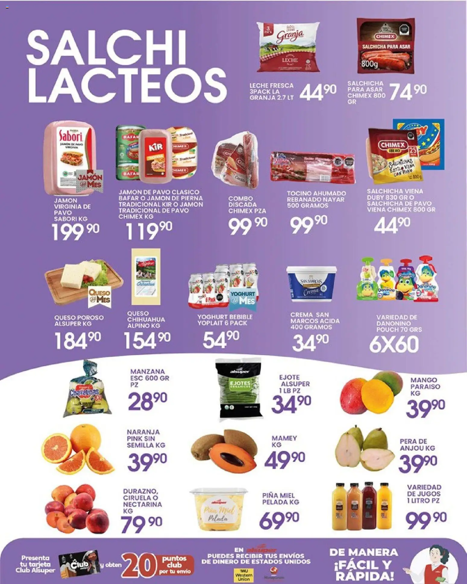 Nuevas ofertas de Alsuper válidas en toda la República Mexicana desde el 10.04.2026. ¡Encuentra las mejores ofertas en Alsuper folleto Calera! | Página: 3 | Productos: Tocino, Crema, Mango, Jamón