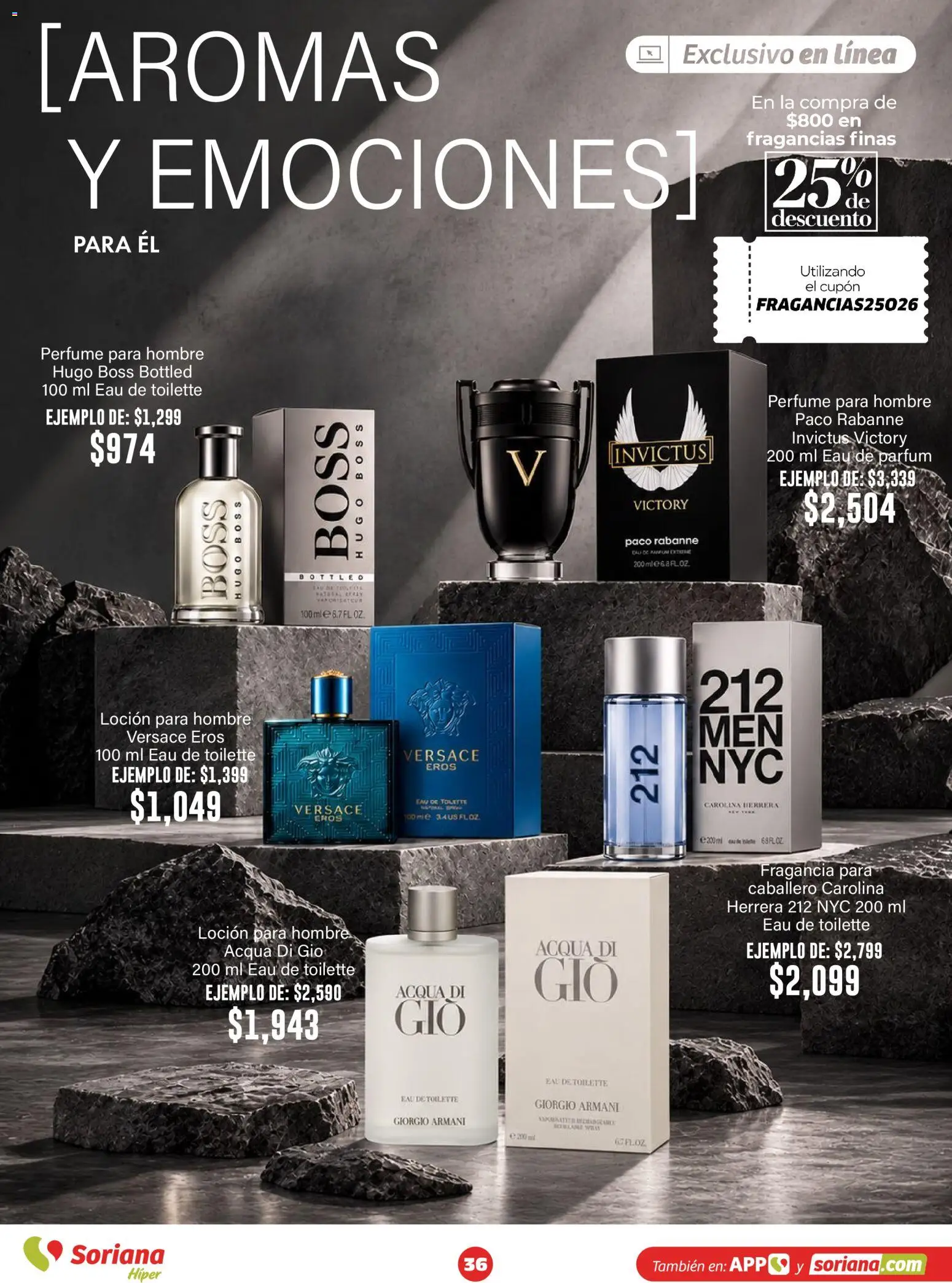 Nuevas ofertas de Soriana válidas en toda la República Mexicana desde el 30/09/2026. ¡Encuentra las mejores ofertas en Soriana Híper - Modo #Glowing! | Página: 36 | Productos: Loción, Perfume, Fragancia, Eau de toilette