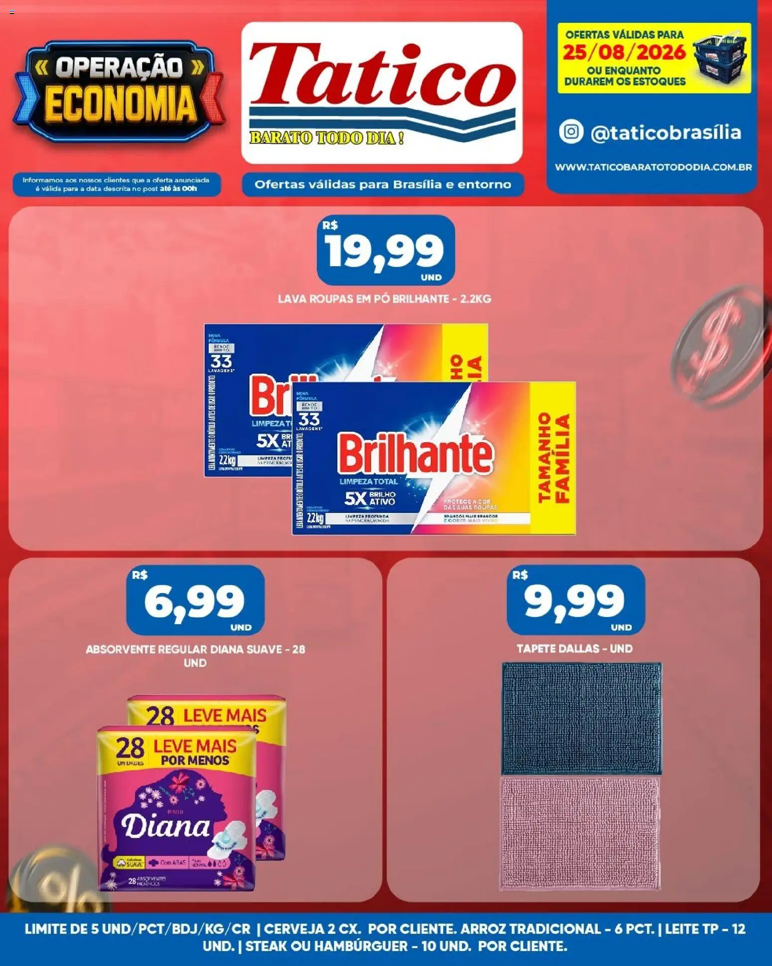 Tatico Folheto - válido de 25/08/2026 | Página: 10 | Produtos: Steak, Arroz, Roupas, Absorvente