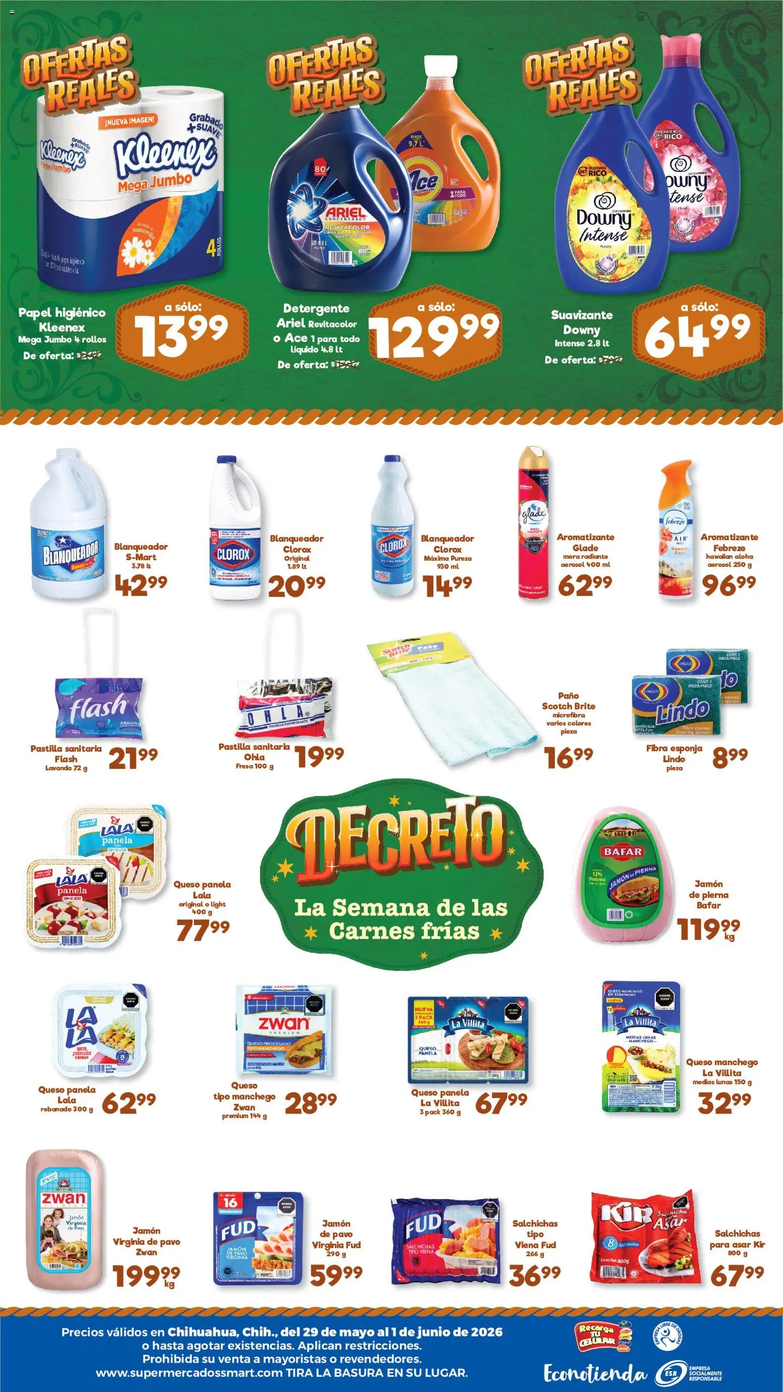 Nuevas ofertas de S-Mart válidas en toda la República Mexicana desde el 29.05.2026. ¡Encuentra las mejores ofertas en S-Mart folleto Ofertas de feria Chihuahua! | Página: 2 | Productos: Fresa, Esponja, Papel higiénico, Cloro