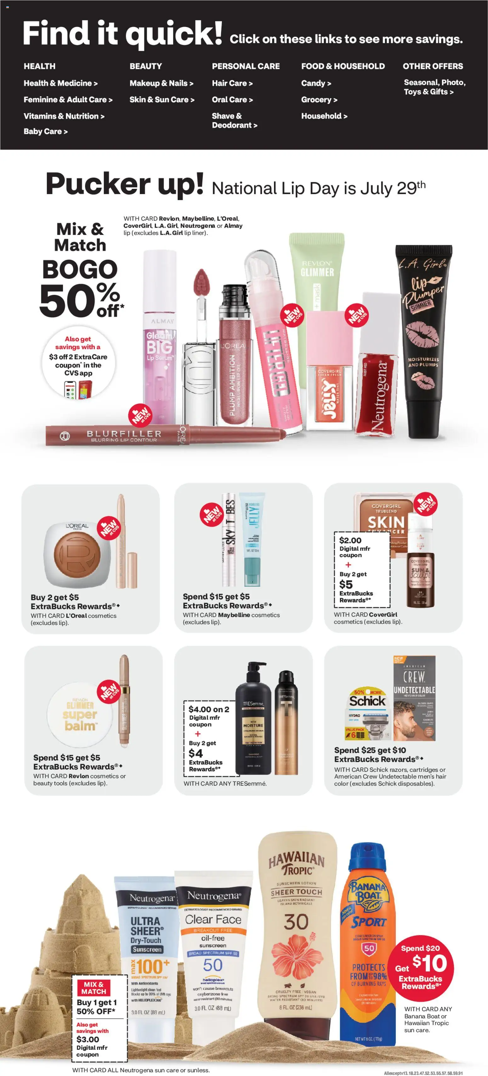 CVS Pharmacy Weekly Ad - valid from 07/26/2026 | Page: 3 | Products: Hair color, Mask, Sunscreen, Water