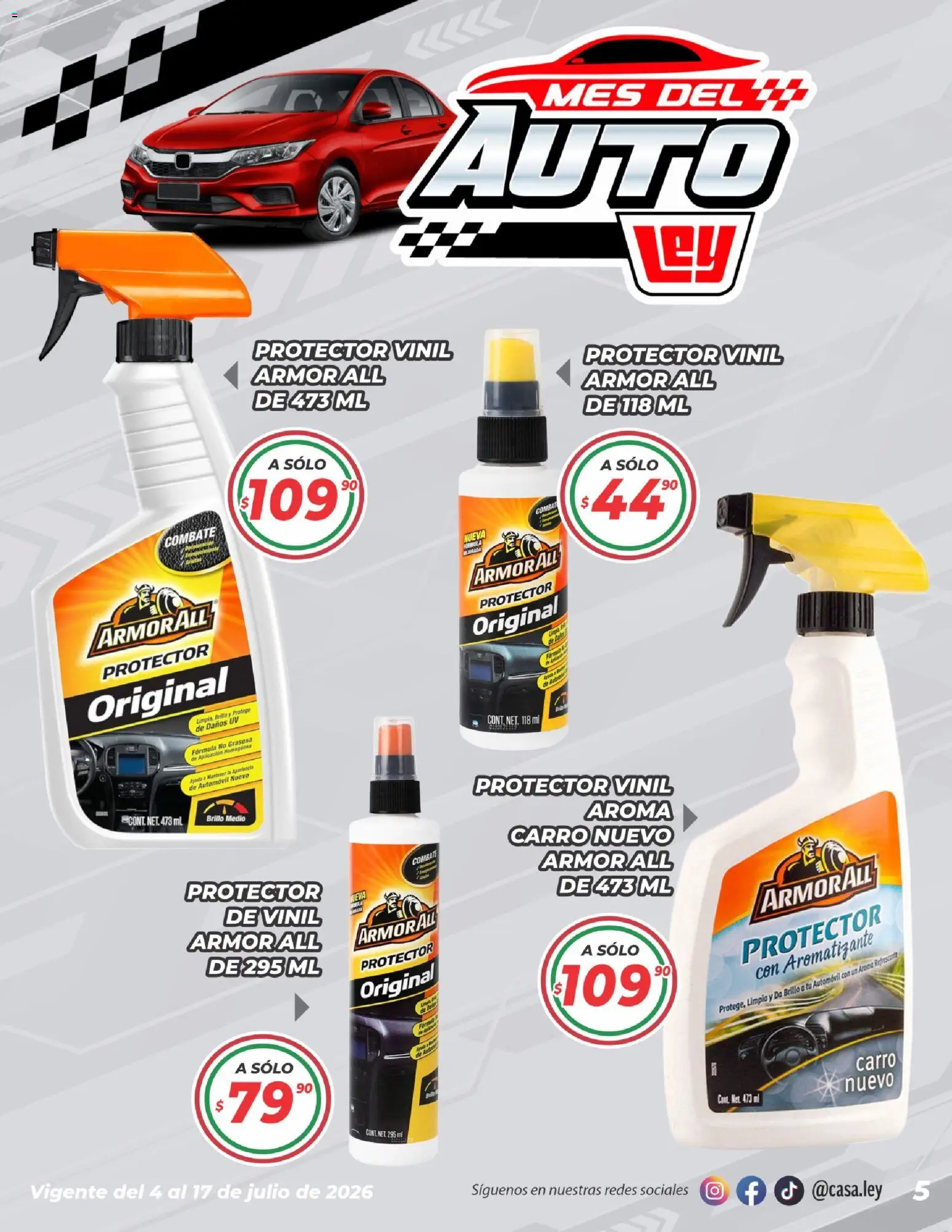 Nuevas ofertas de Casa Ley válidas en toda la República Mexicana desde el 04/07/2026. ¡Encuentra las mejores ofertas en Casa Ley folleto Mes del auto! | Página: 5 | Productos: Brillo