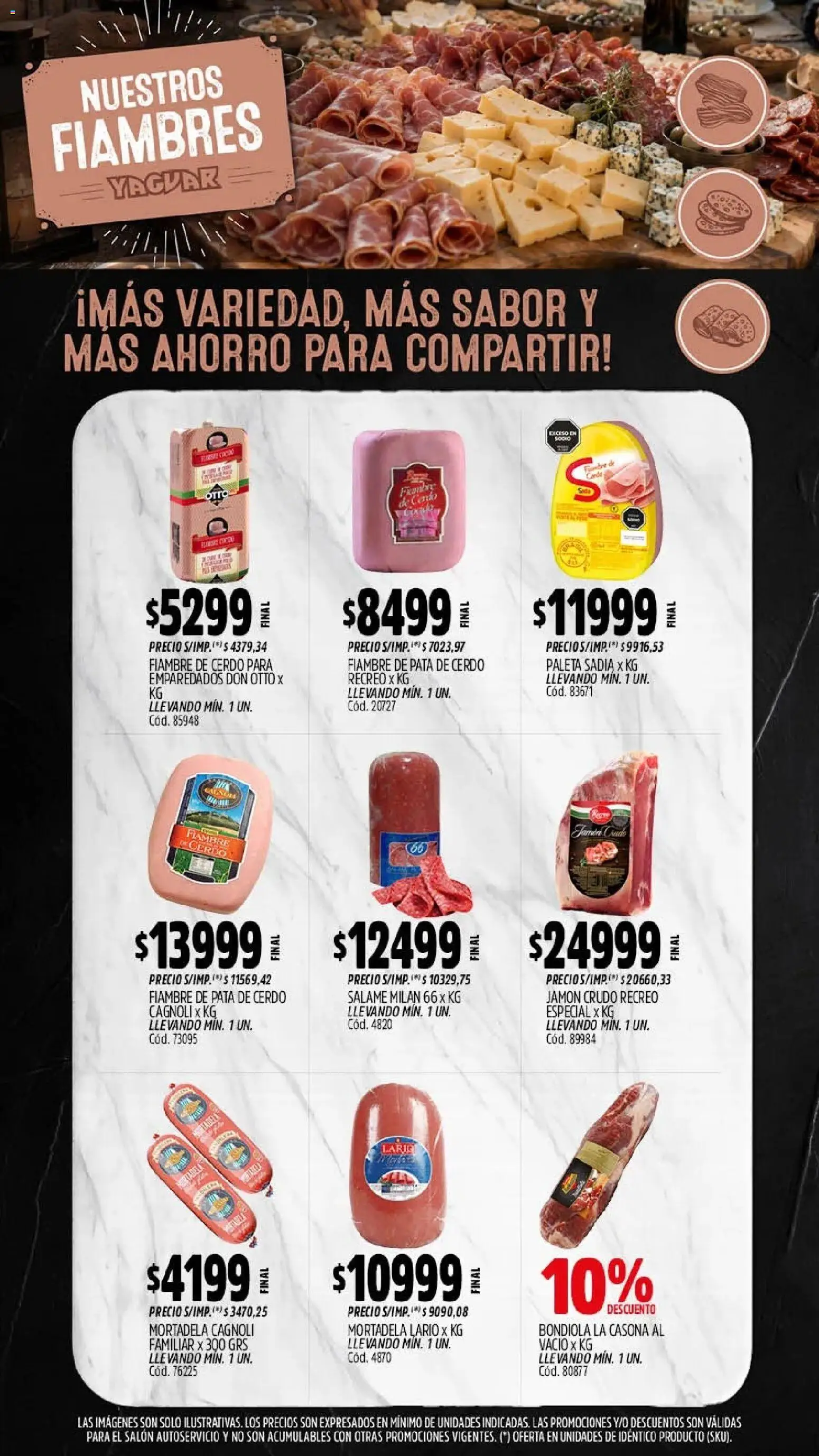 Yaguar - Oferta Semanal Mendoza │ válido desde el 03/08/2026 | Página: 8 | Productos: Jamón crudo, Paleta, Jamón, Salame