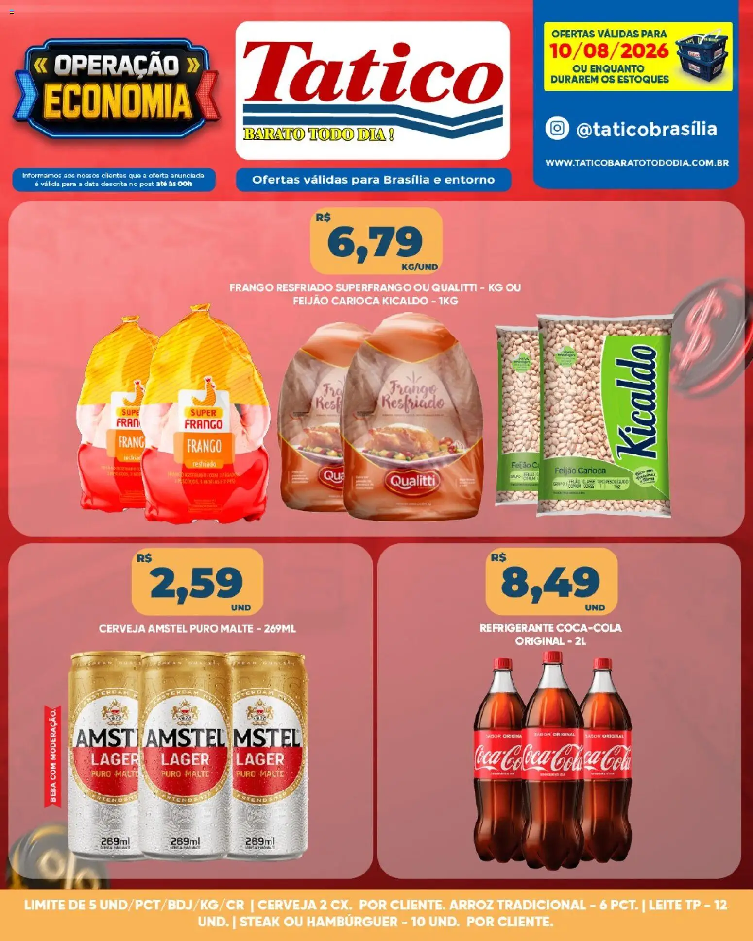 Tatico Folheto - válido de 10/08/2026 | Página: 3 | Produtos: Leite, Cerveja, Frango resfriado, Arroz