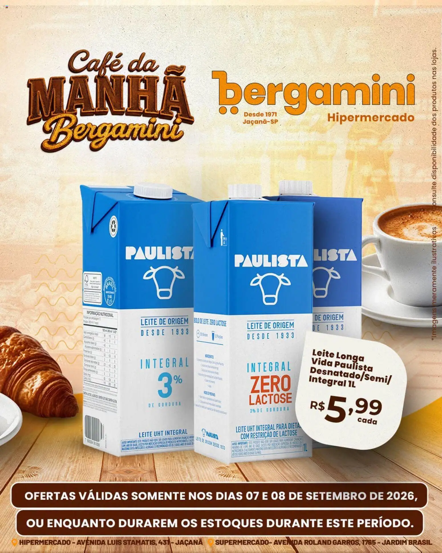 Supermercado Bergamini Folheto - válido de 07/09/2026 | Página: 7 | Produtos: Lente, Leite, Café, Bolo