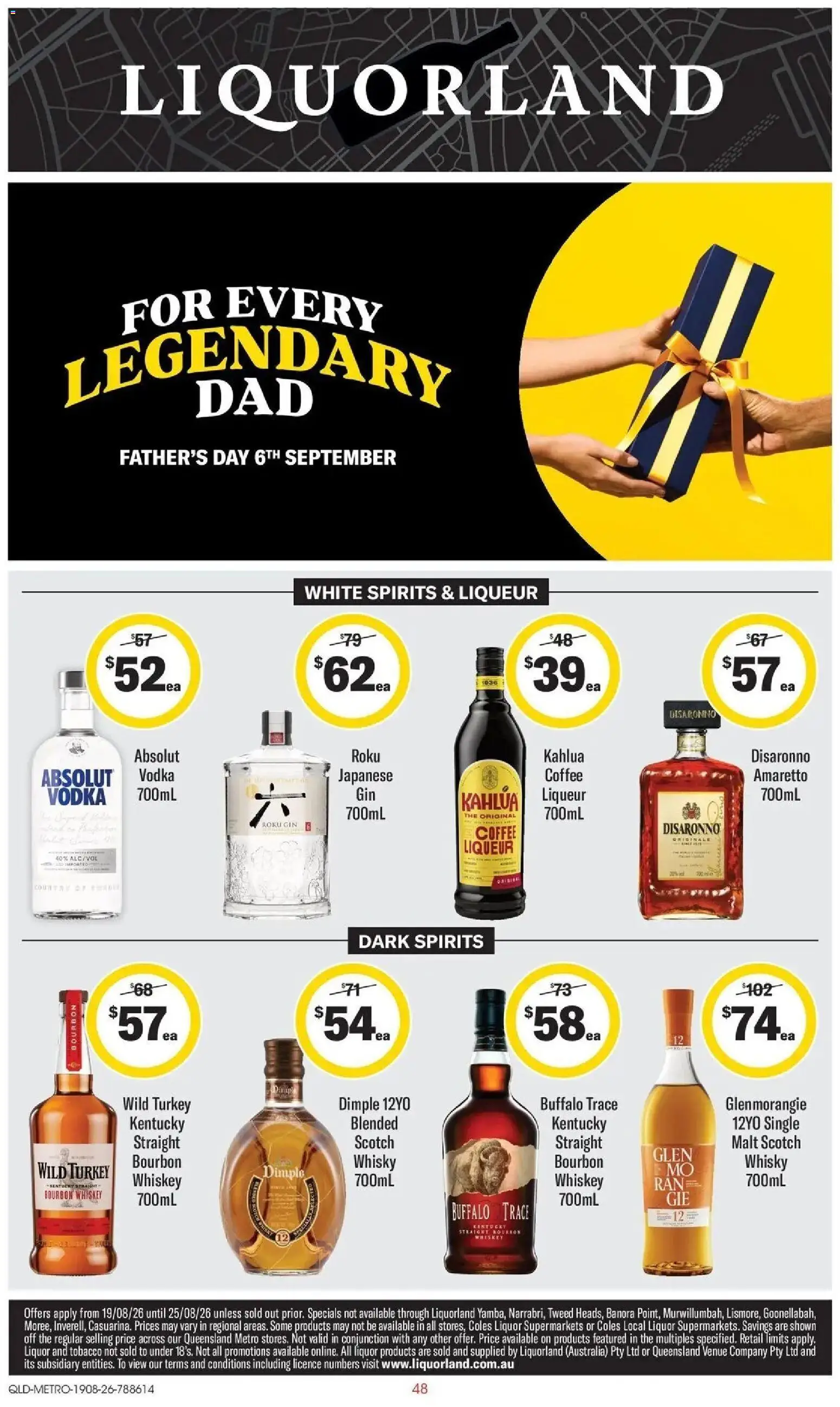 ﻿Coles catalogue valid from 19/08/2026 > Online Australia | Page: 48 | Products: Absolut Vodka, Bourbon, Vodka, Whiskey