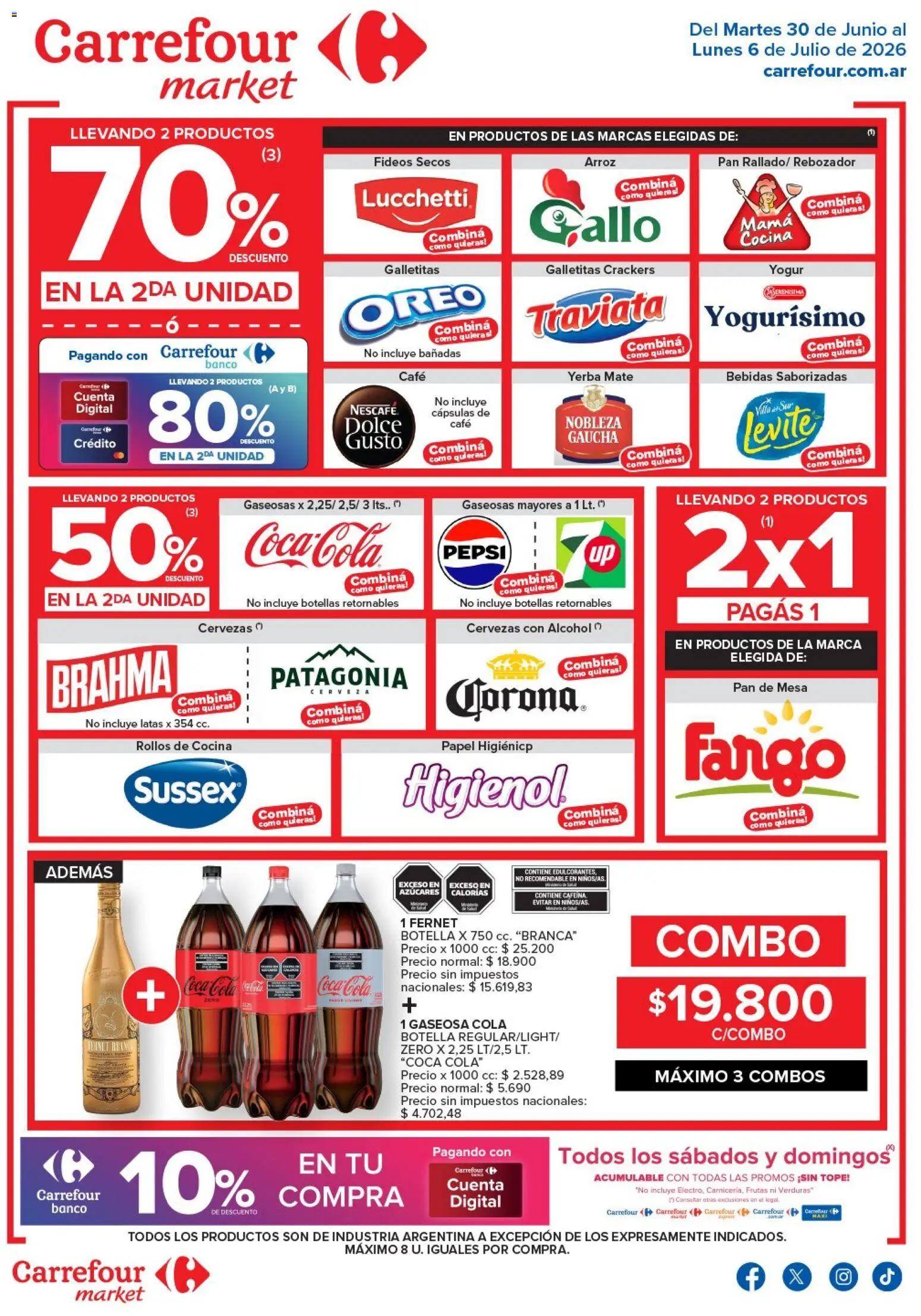 Carrefour Market catálogo │ válido desde el 30/06/2026 | Página: 2 | Productos: Papel higiénico, Mate, Fernet, Pan