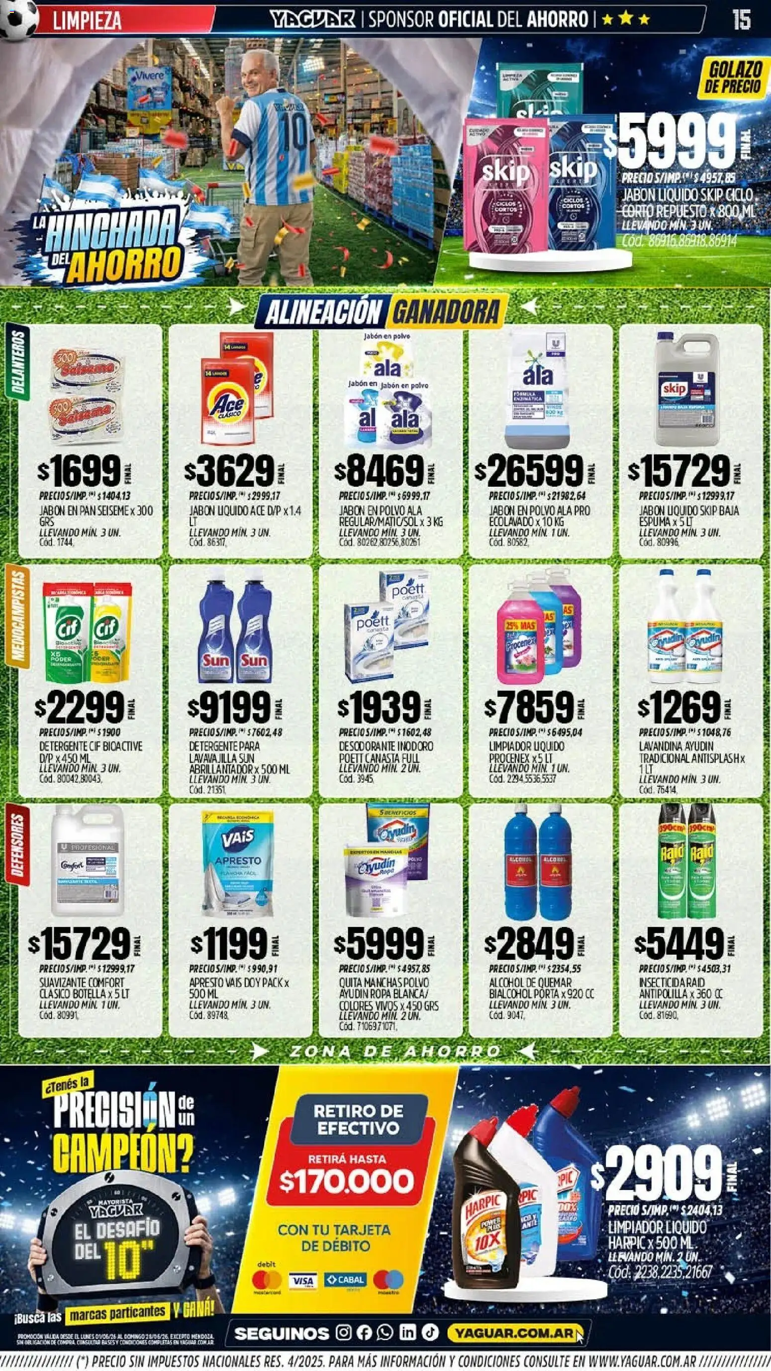 Yaguar - Oferta Semanal Mendoza │ válido desde el 01.06.2026 | Página: 14 | Productos: Inodoro, Jabón en polvo, Espuma, Canasta
