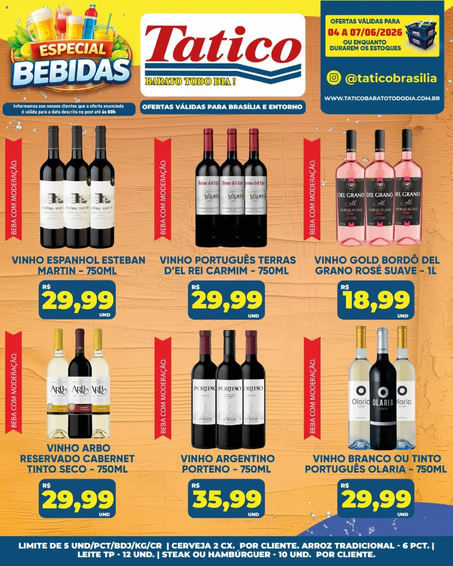 Tatico Folheto - válido de 08.06.2026 | Página: 43 | Produtos: Vinho, Cerveja, Arroz, Hambúrguer
