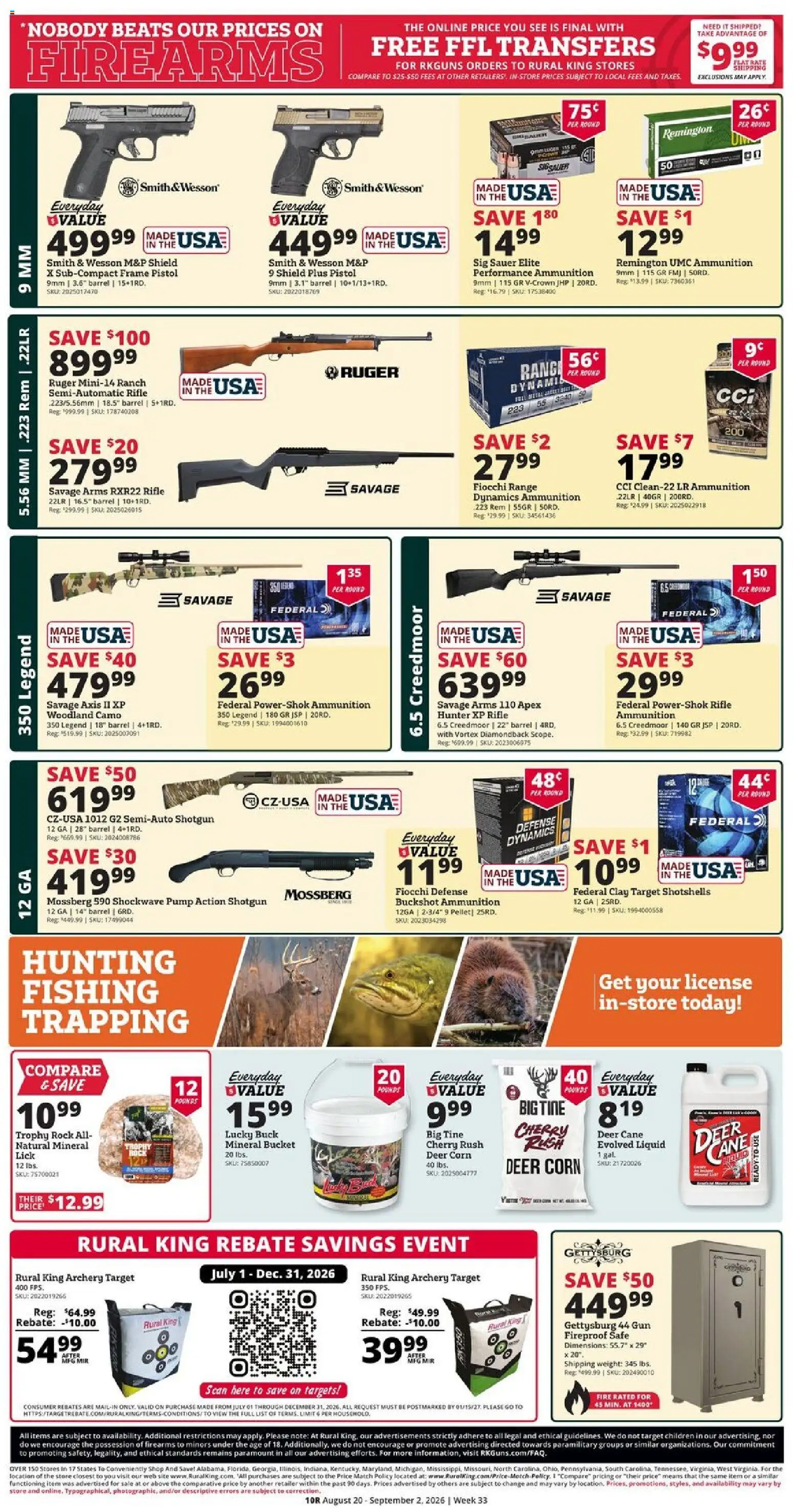 Rural King Weekly Ad - valid from 08/20/2026 | Page: 10 | Products: Safe, Gun, Weight, Rifle