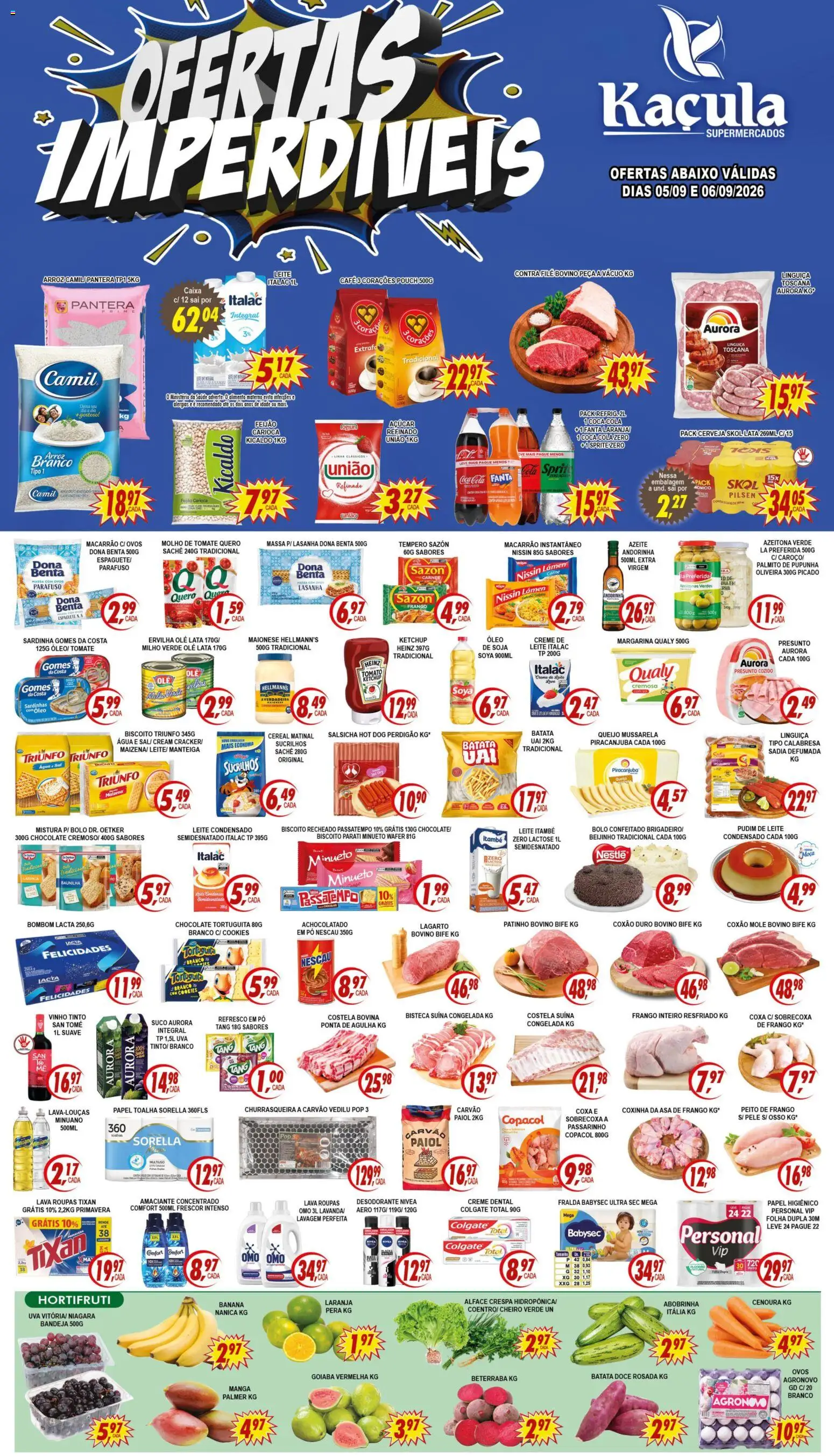 Kaçula Folheto - válido de 05/09/2026 | Página: 1 | Produtos: Refresco, Caixa, Massa, Batata