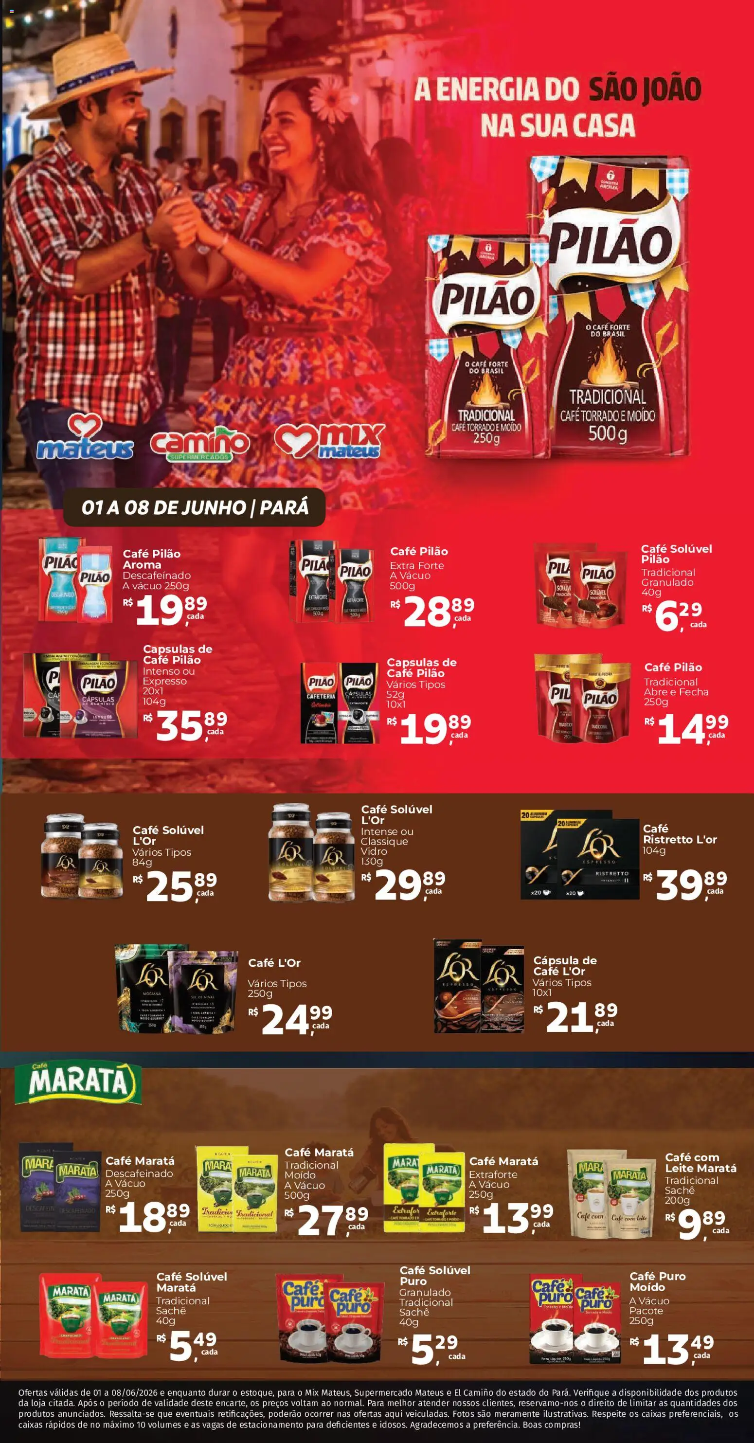 Mateus Folheto - válido de 01.06.2026 | Página: 1 | Produtos: Café, Café pilão, Granulado, Café solúvel