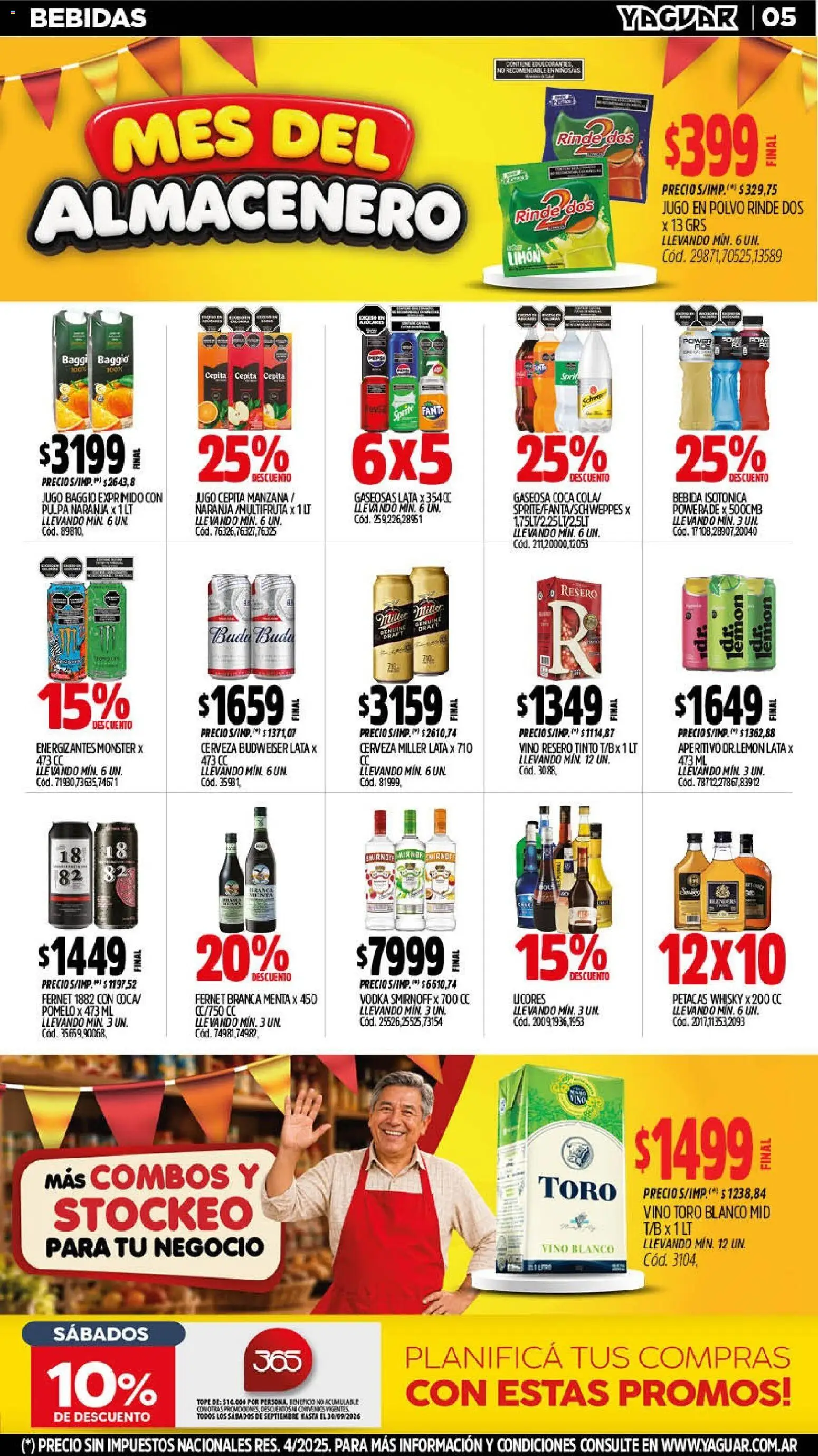 Yaguar - Oferta Semanal Córdoba │ válido desde el 14/09/2026 | Página: 5 | Productos: Sprite, Fanta, Vino, Cerveza