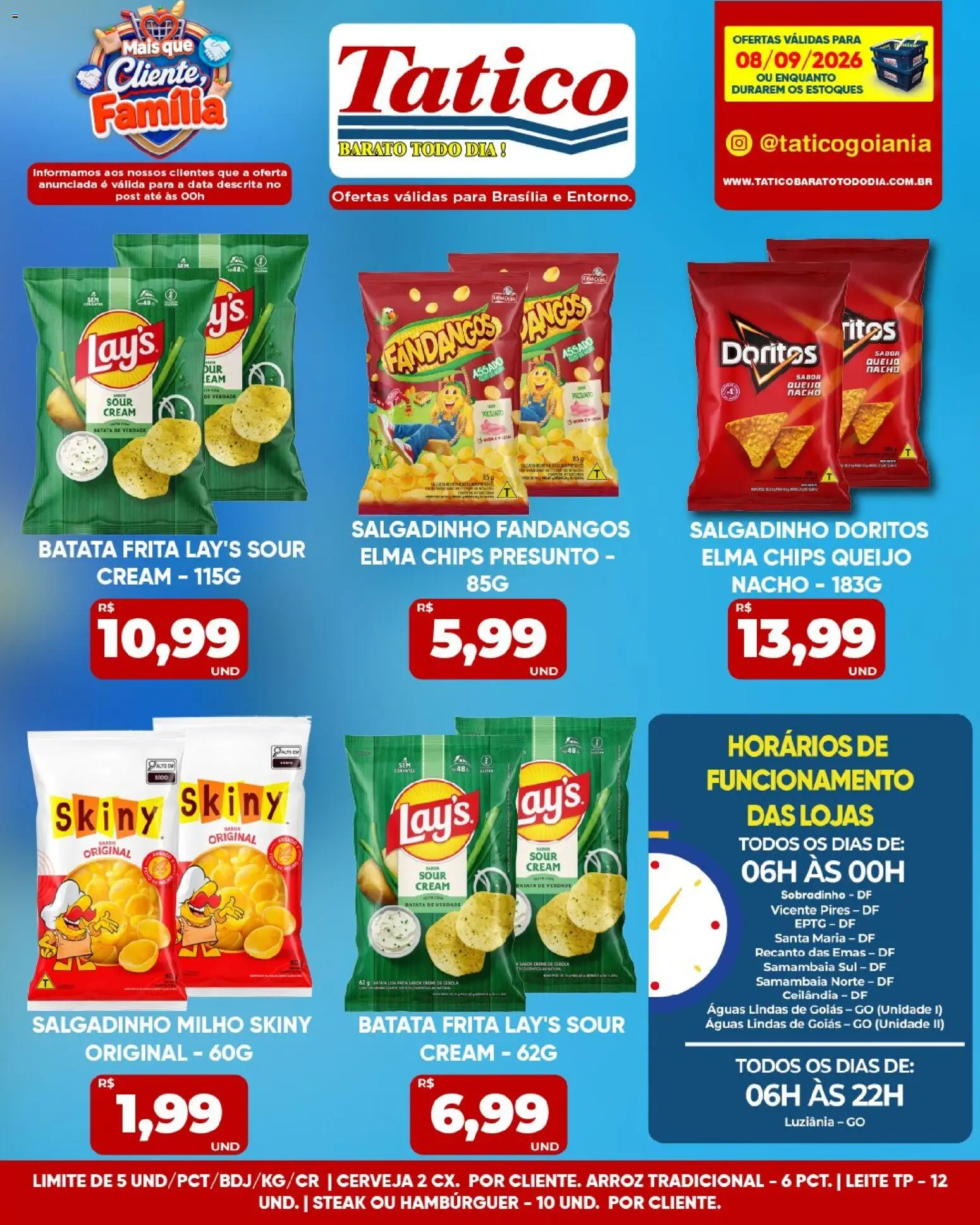 Tatico Folheto - válido de 08/09/2026 | Página: 18 | Produtos: Leite, Presunto, Arroz, Hambúrguer