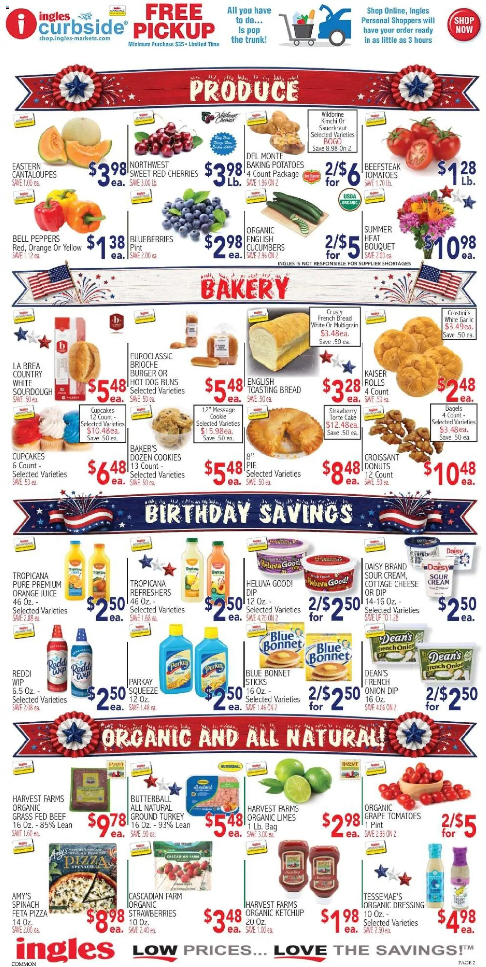 Ingles Weekly Ad - valid from 07/01/2026 | Page: 2 | Products: Bakery, Pizza, Strawberries, Bag