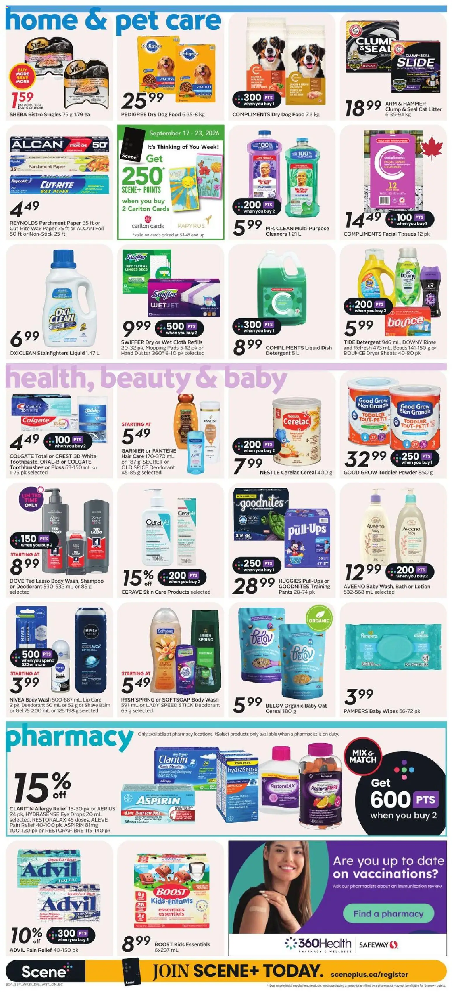 Safeway flyer valid from Sep 17, 2026 | Page: 11 | Products: Dryer, Tissues, Food, Foil