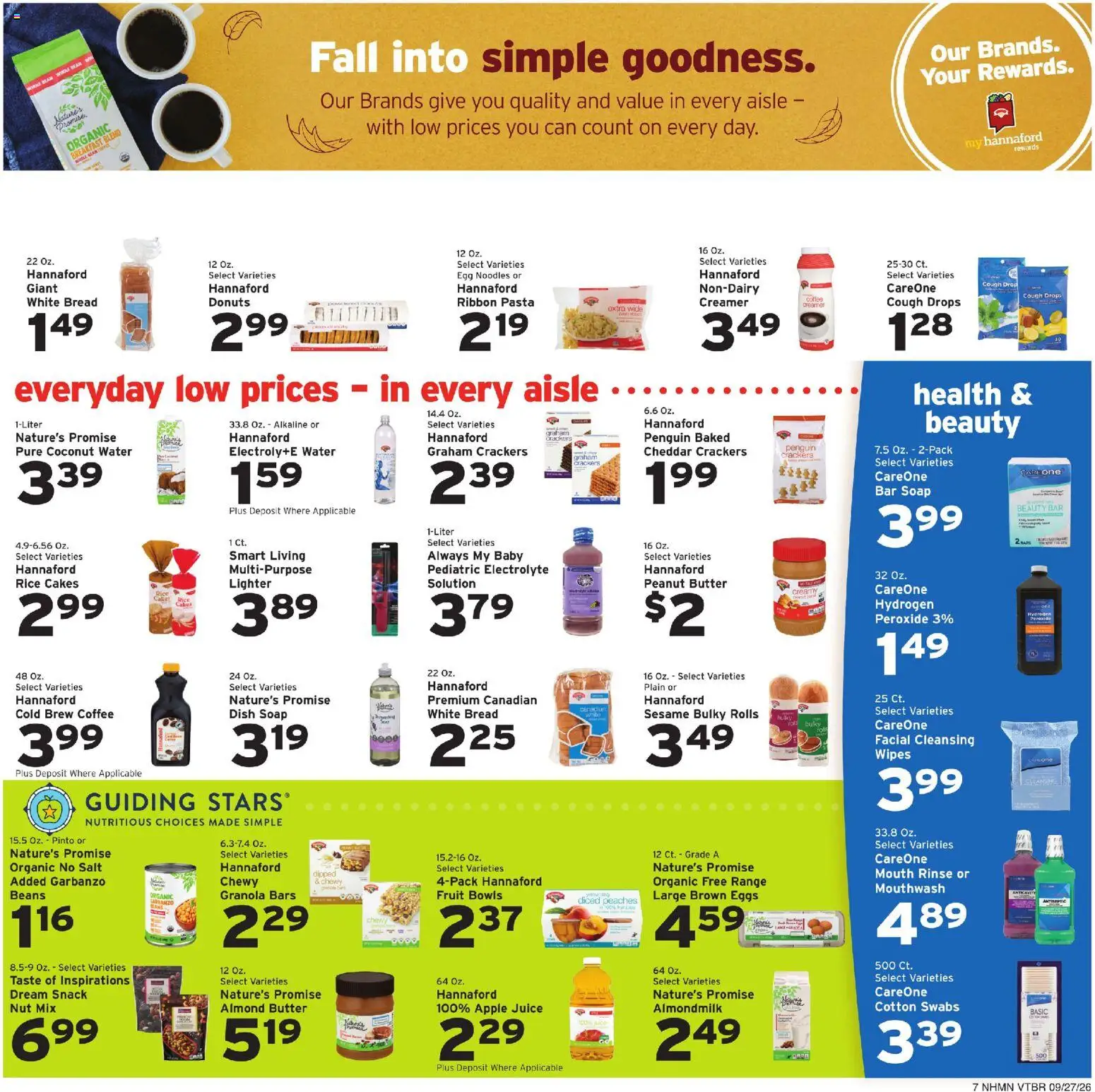 Hannaford Weekly Ad - valid from 09/27/2026 | Page: 7 | Products: Rice cakes, Cough drops, Mouth Rinse, Fruit