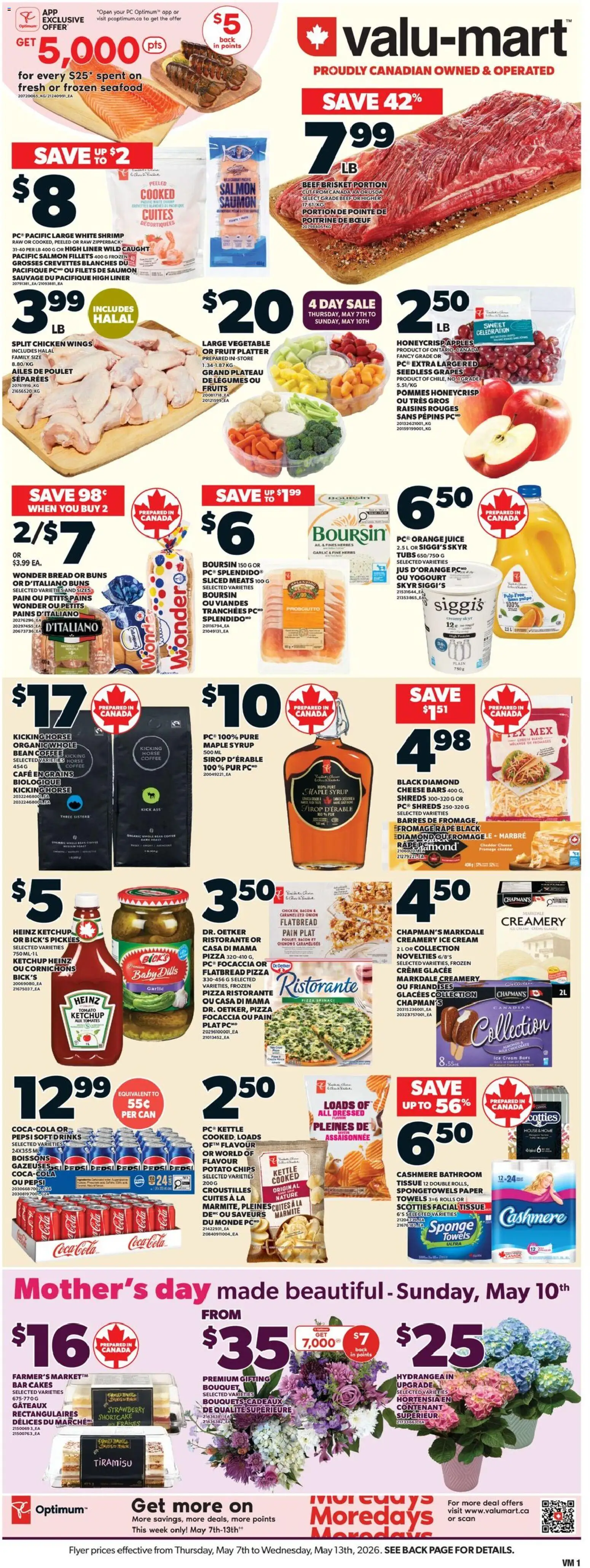 Valu Mart flyer valid from 07.05.2026 | Page: 1 | Products: Cream, Milk, Cheese, Juice