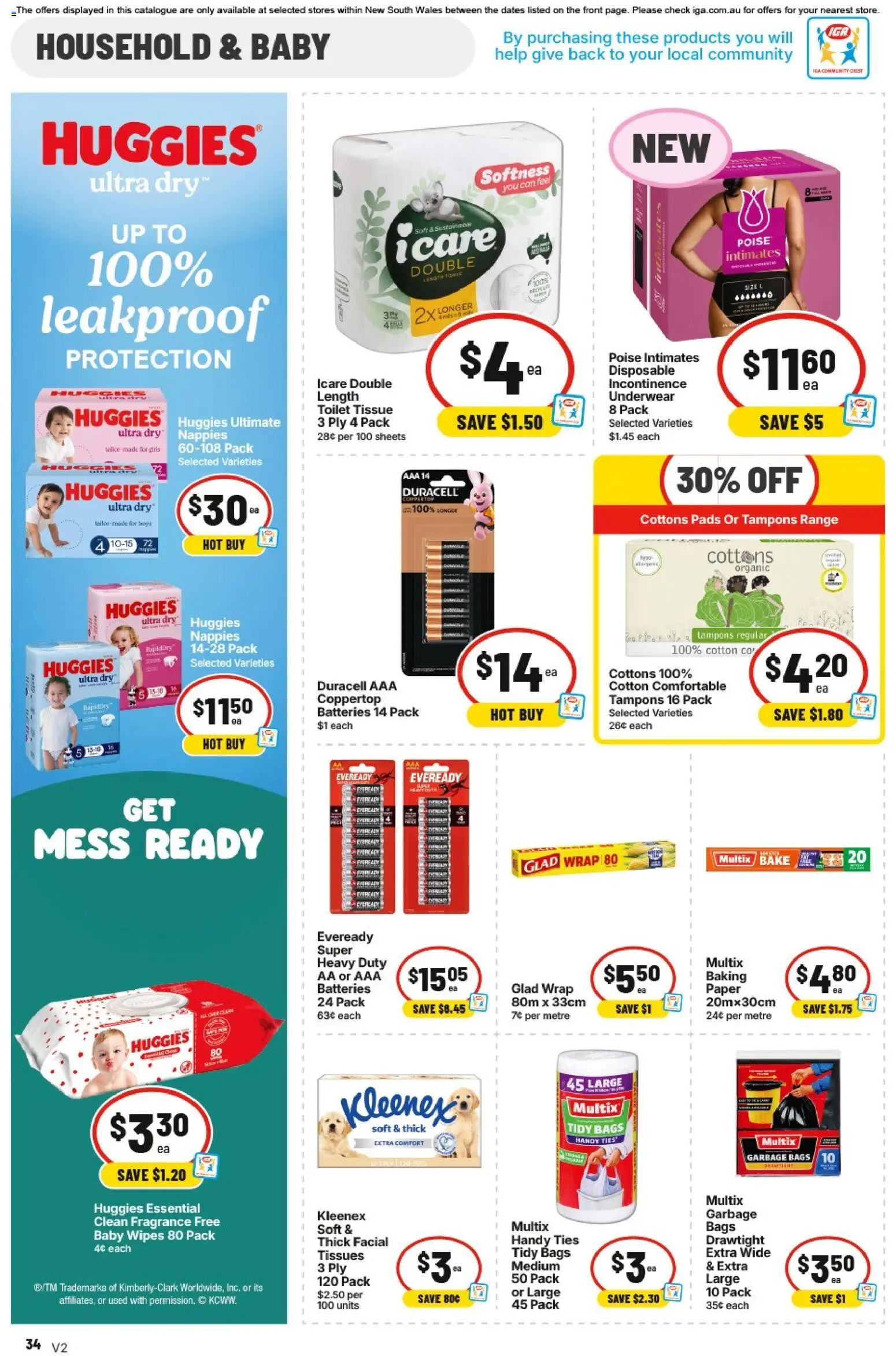 IGA catalogue - valid from 19/08/2026 | Page: 32 | Products: Household, Underwear, Batteries, Tampons