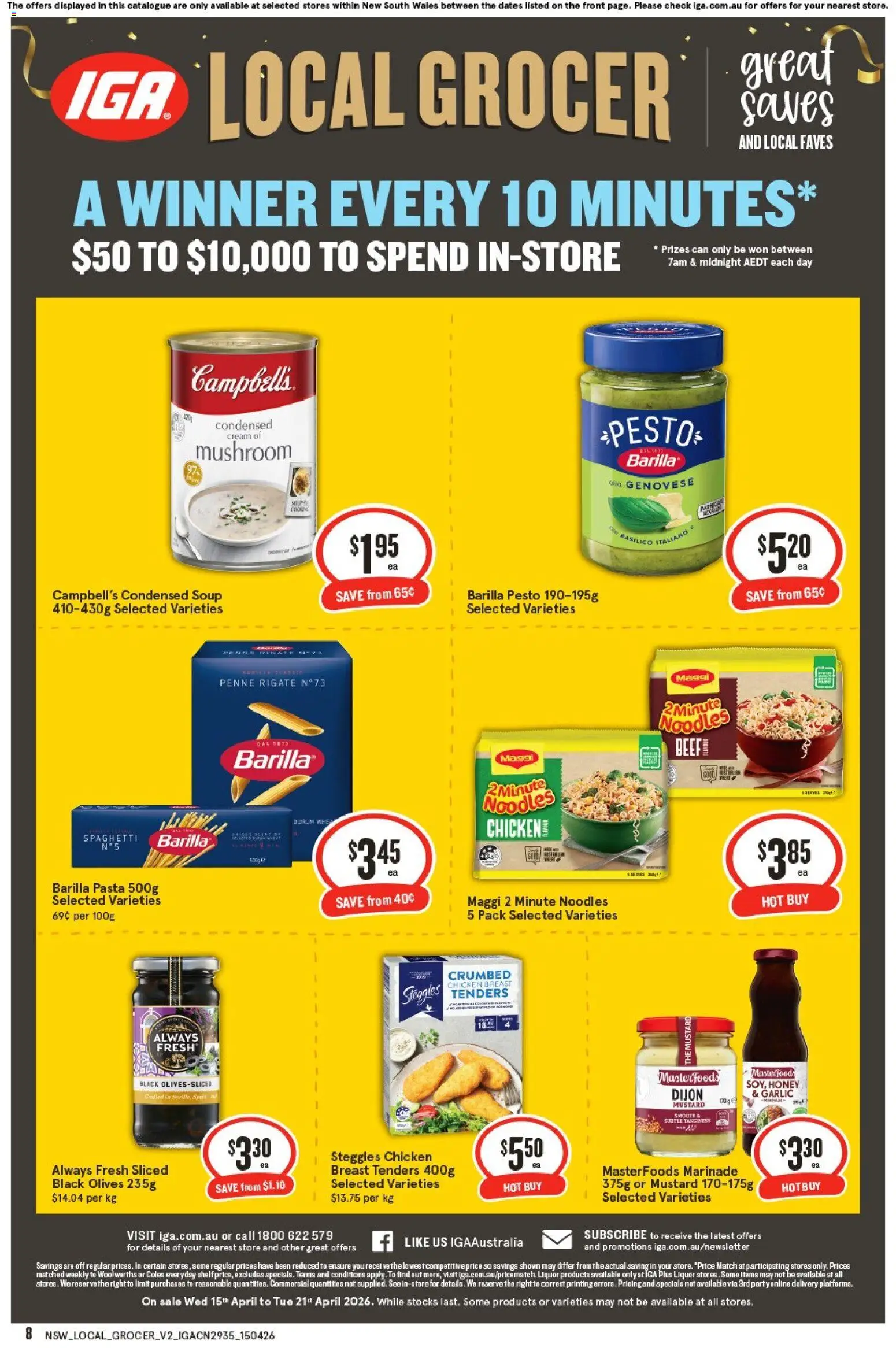 IGA catalogue - valid from 15.04.2026 | Page: 8 | Products: Chicken, Cream, Fruits, Fridge