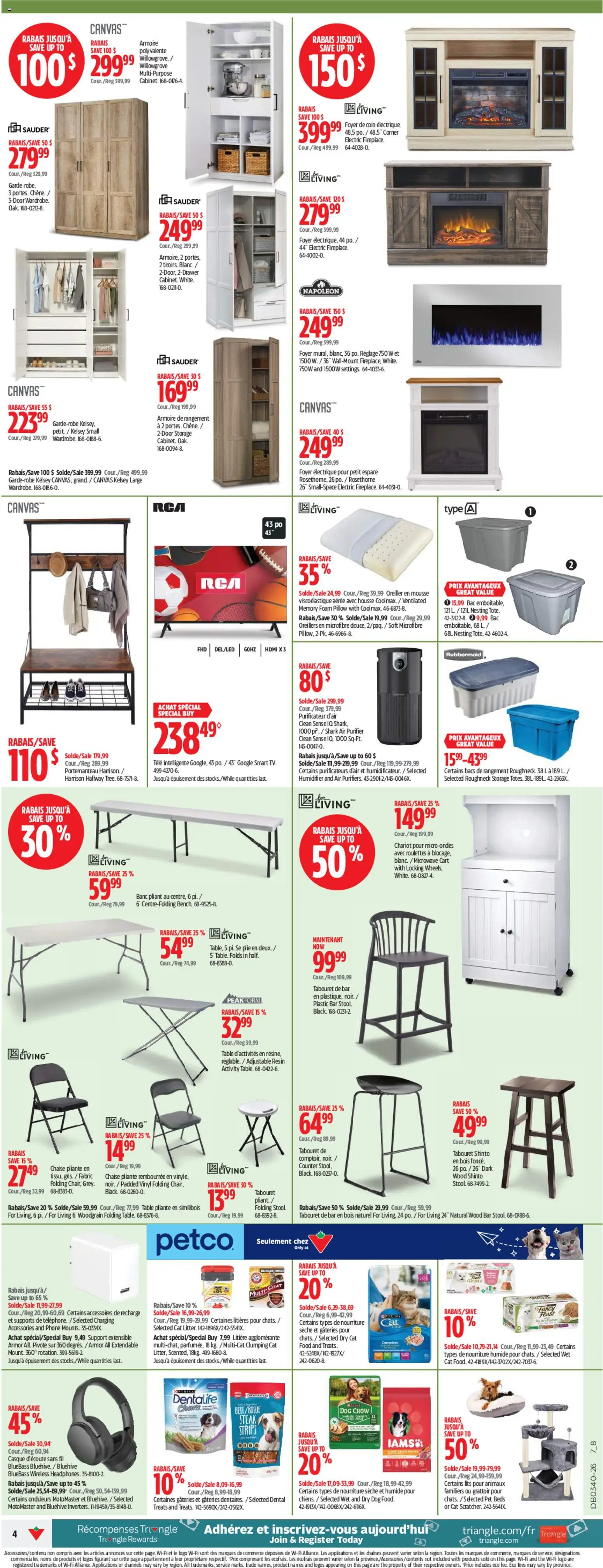 Canadian Tire flyer valid from Oct 1, 2026 | Page: 4 | Products: Phone, Strips, Pillow, Table