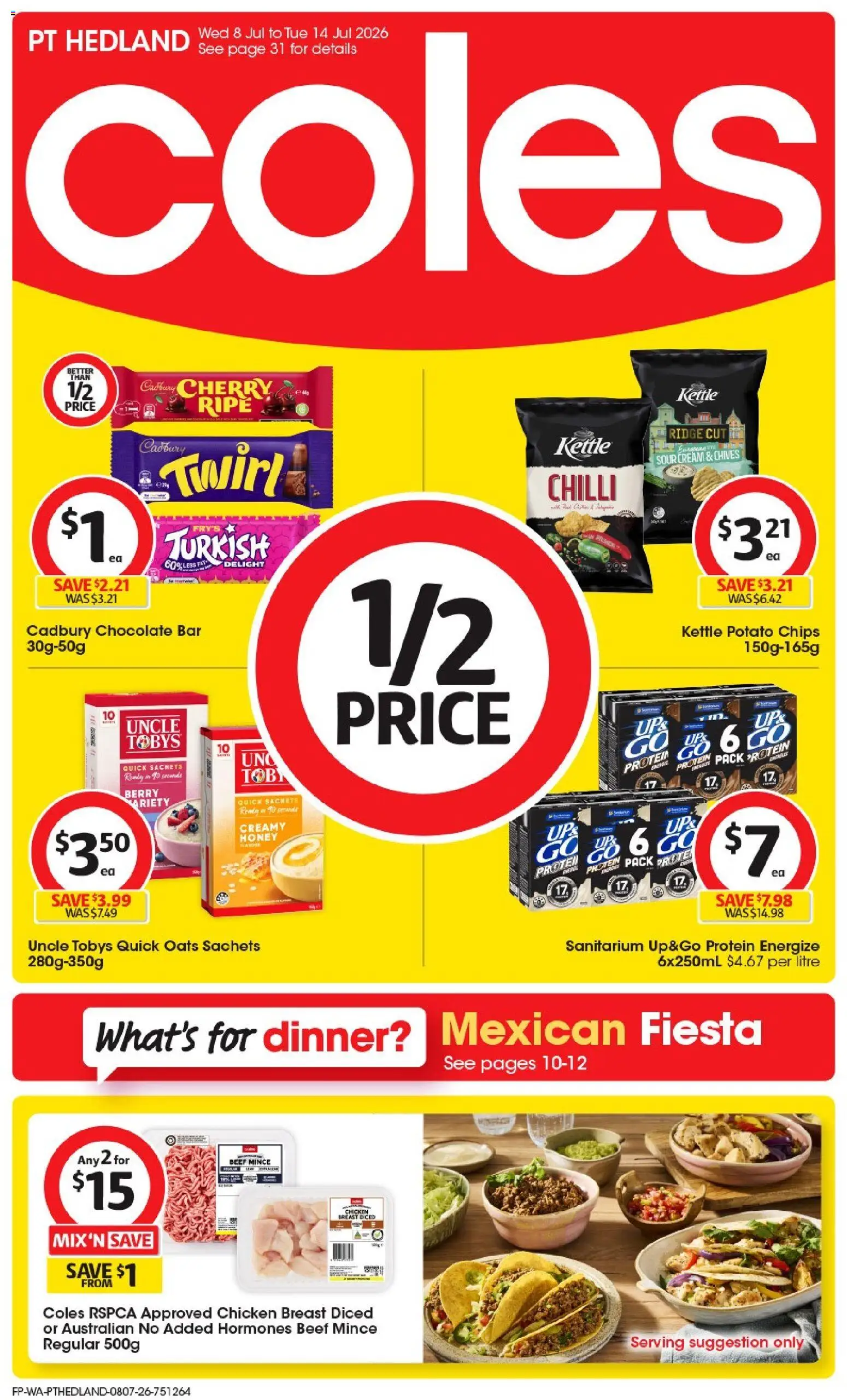 Coles catalogue - valid from 08/07/2026 | Page: 1 | Products: Honey, Chicken, Sour cream, Chips