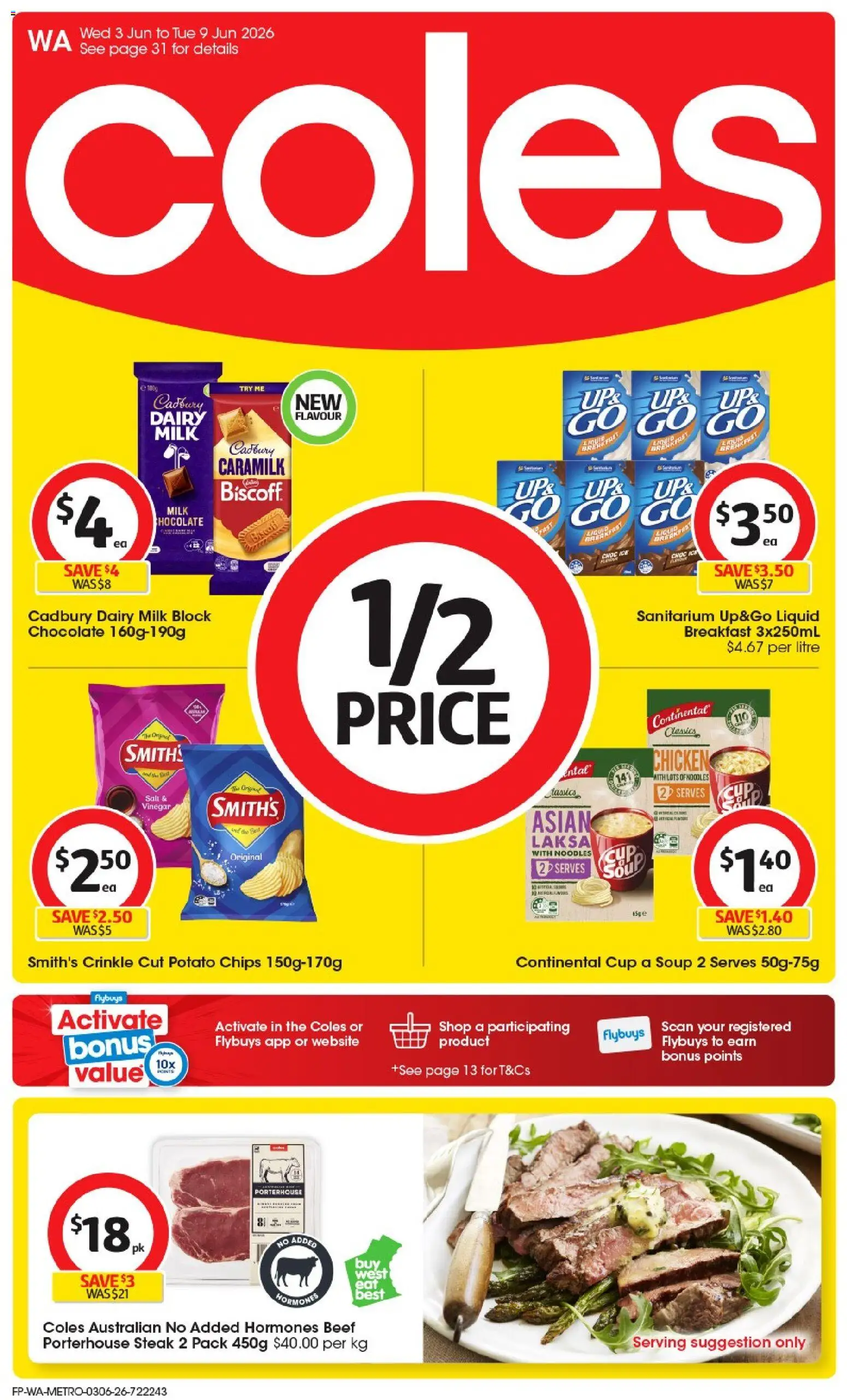 Coles catalogue - valid from 03.06.2026 | Page: 1 | Products: Dairy, Chicken, Beef, Steak