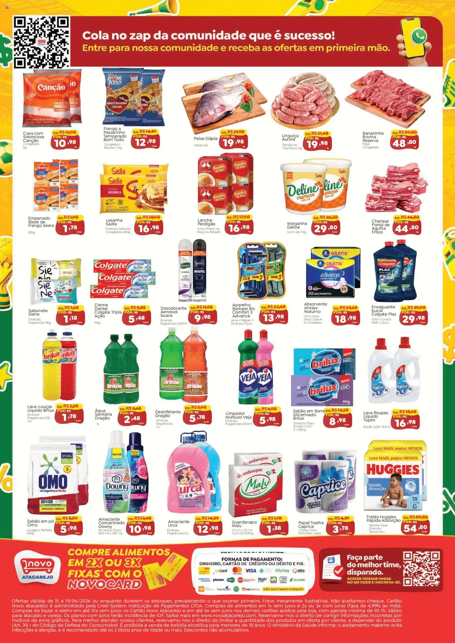 Novo Atacarejo Folheto - válido de 16.06.2026 | Página: 2 | Produtos: Cola, Bebida, Sal, Creme dental