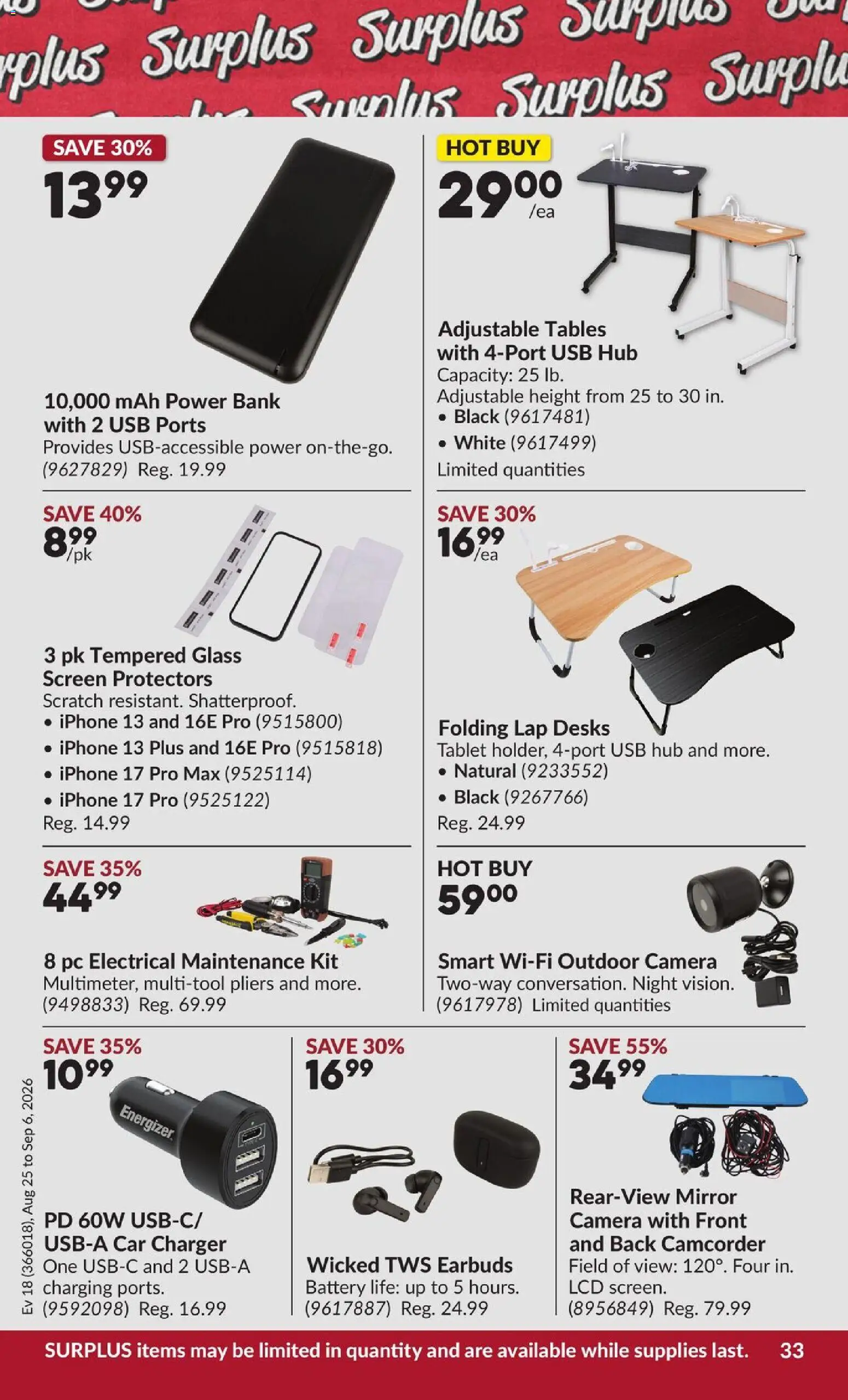 Princess Auto flyer valid from Aug 25, 2026 | Page: 34 | Products: Tablet, PC, Camera, Mirror