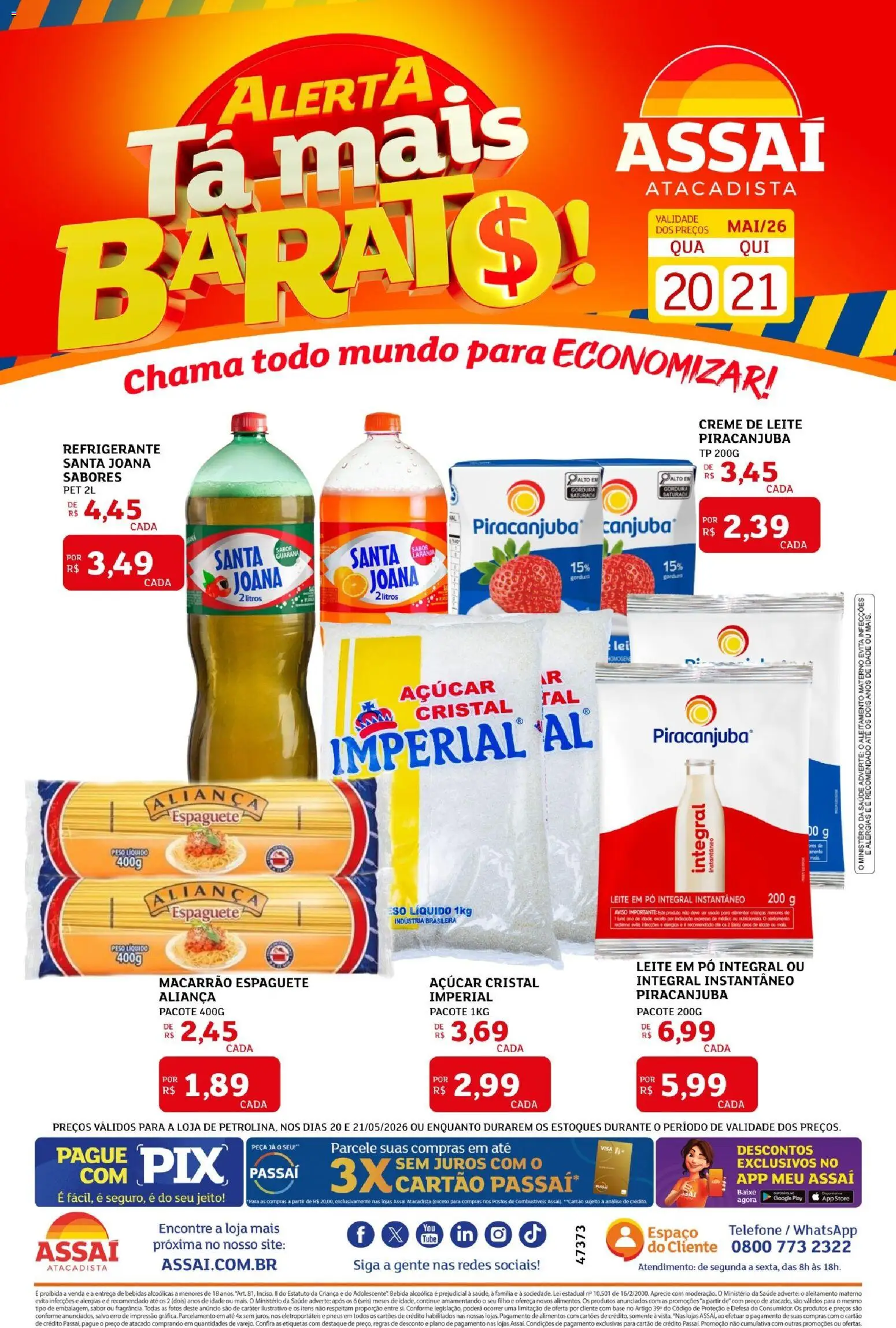 Assaí Atacadista Folheto - válido de 20.05.2026 | Página: 1 | Produtos: Pó, Guaraná, Refrigerante, Leite em pó