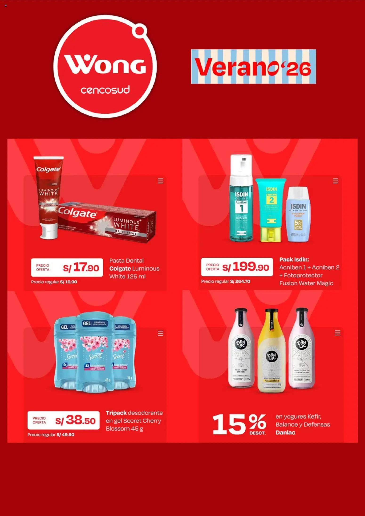 Catálogo Wong válido desde 18.05.2026 | Página: 3 | Productos: Desodorante, Pasta dental, Yogurt, Pasta