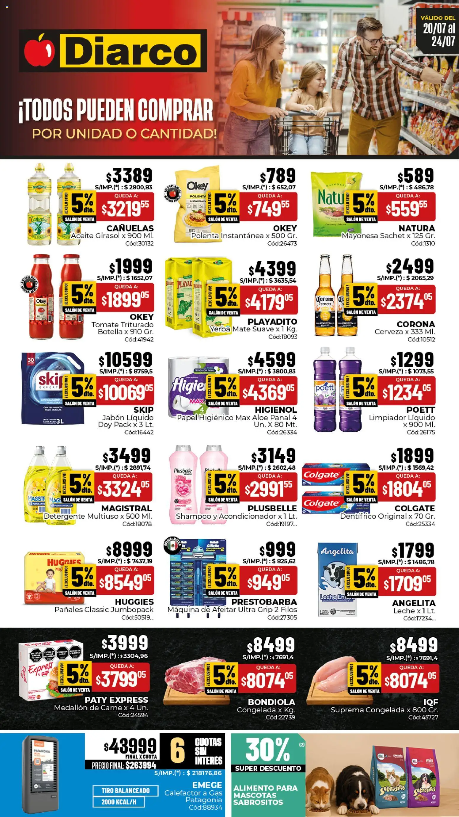Diarco ofertas │ válido desde el 20/07/2026 | Página: 1 | Productos: Botella, Yerba, Shampoo, Cerveza