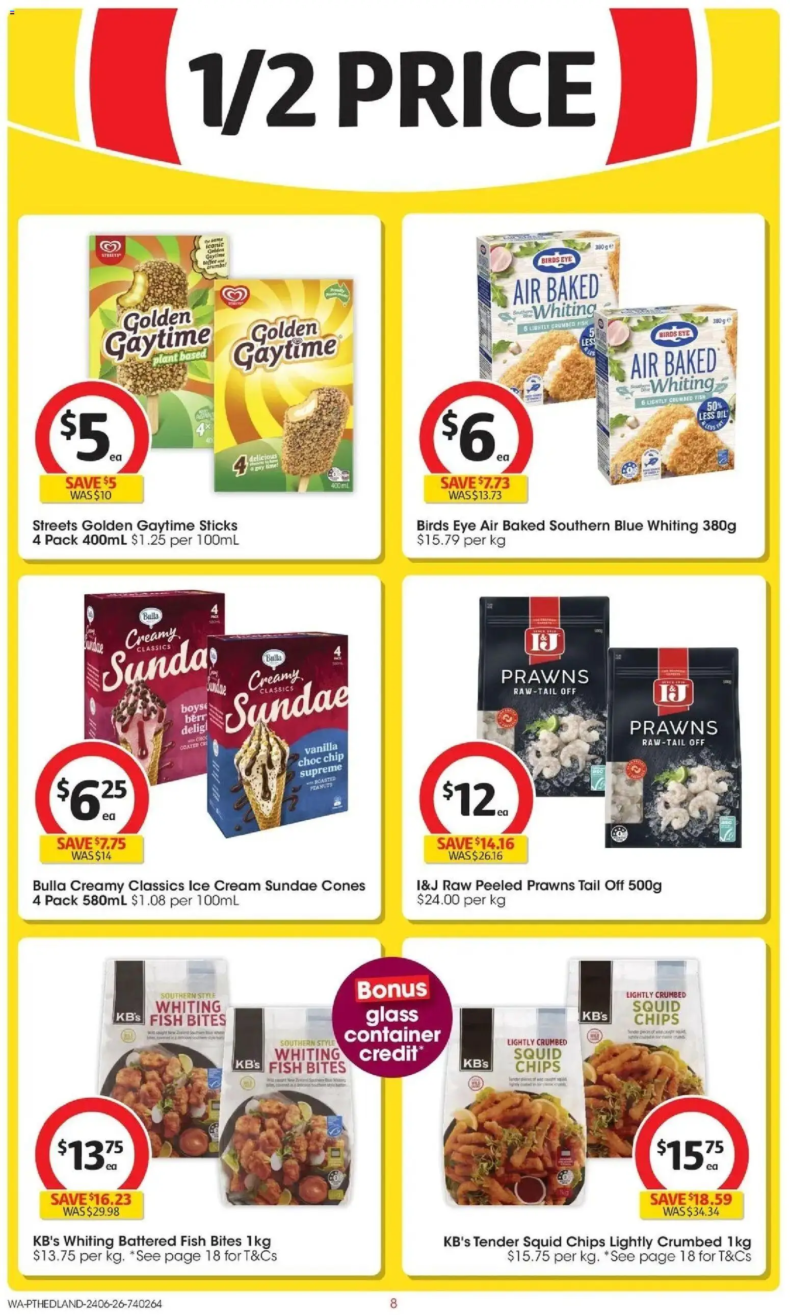 Coles catalogue - valid from 23/06/2026 | Page: 8 | Products: Fish, Chips, Prawns, Ice cream