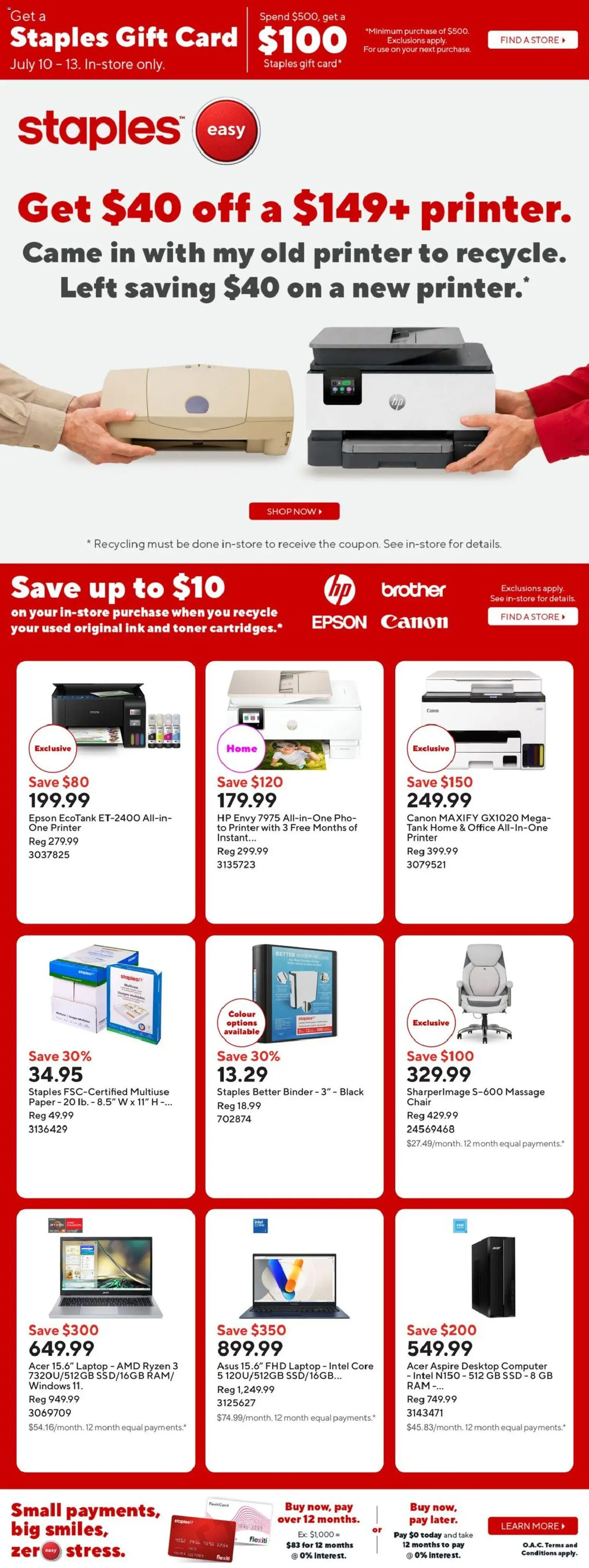 Staples flyer valid from Jul 10, 2026 | Page: 1