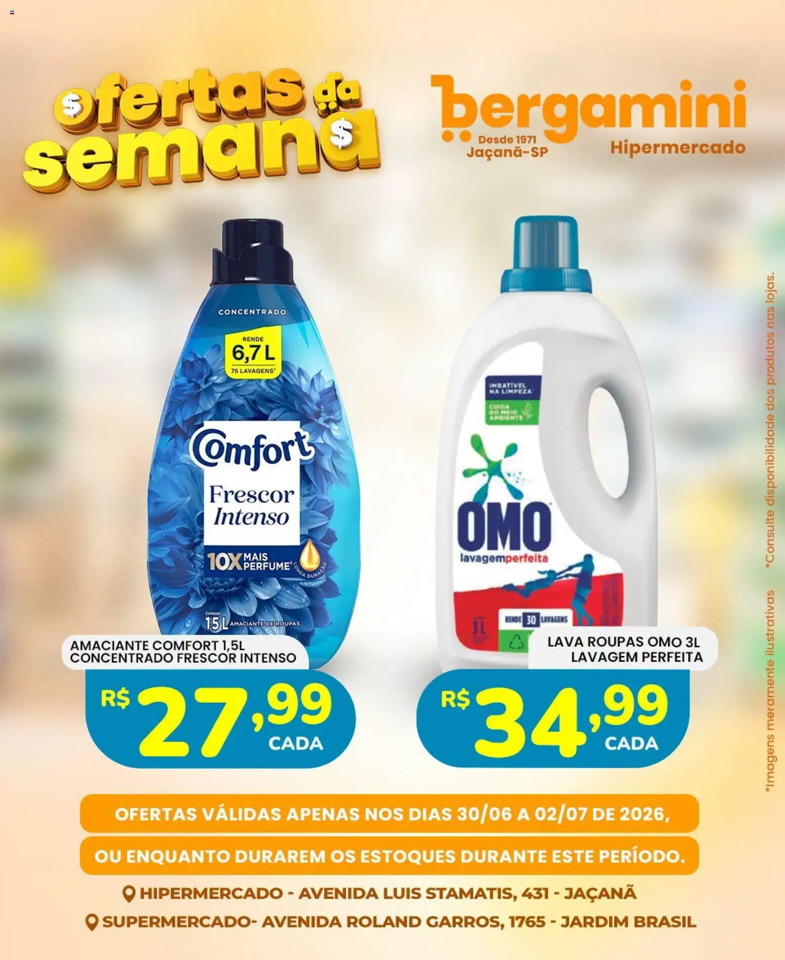 Supermercado Bergamini Folheto - válido de 30/06/2026 | Página: 9 | Produtos: Amaciante de roupas, Roupas, Amaciante