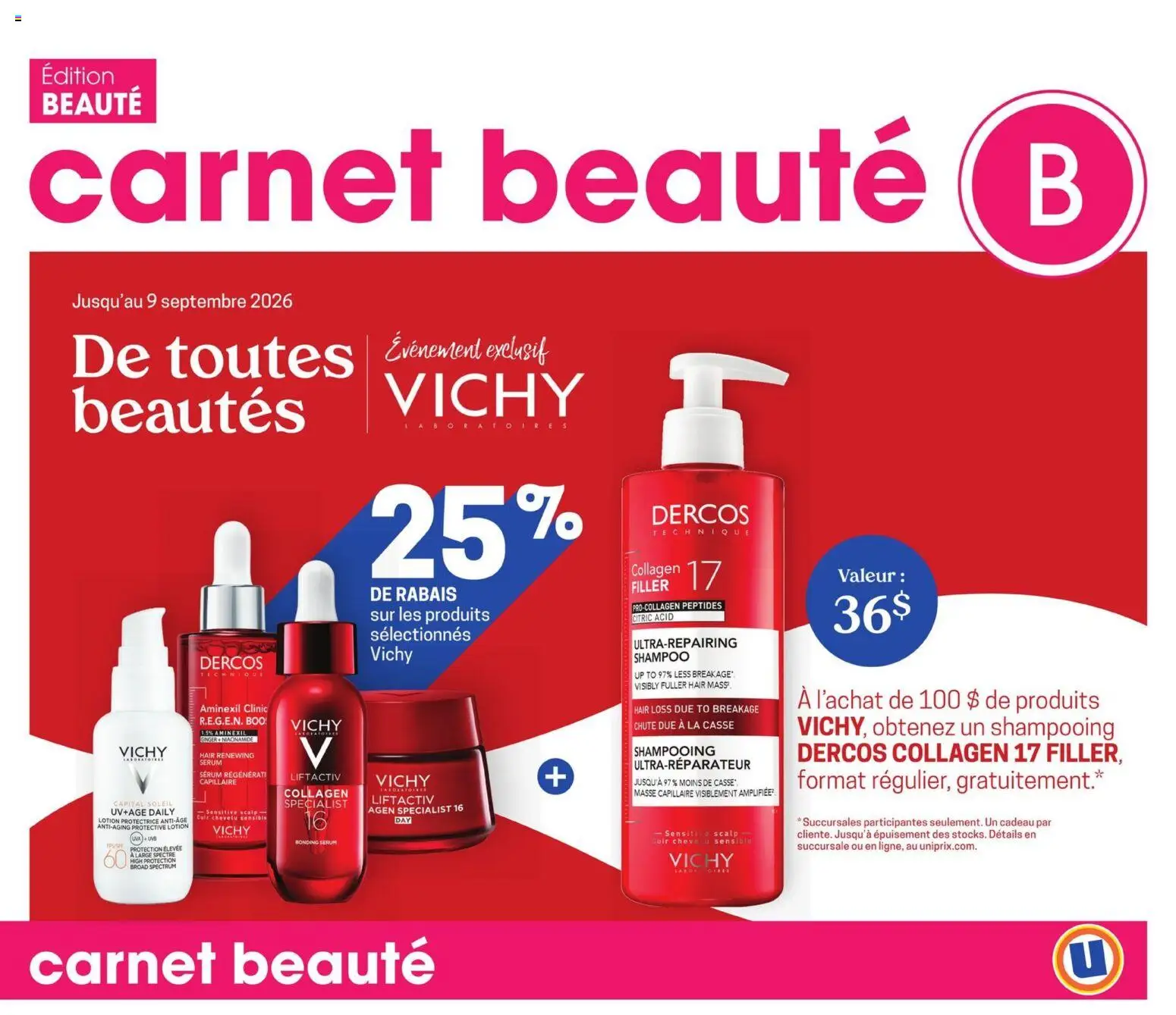 Uniprix flyer valid from Aug 27, 2026 | Page: 1 | Products: Ginger, Shampoo